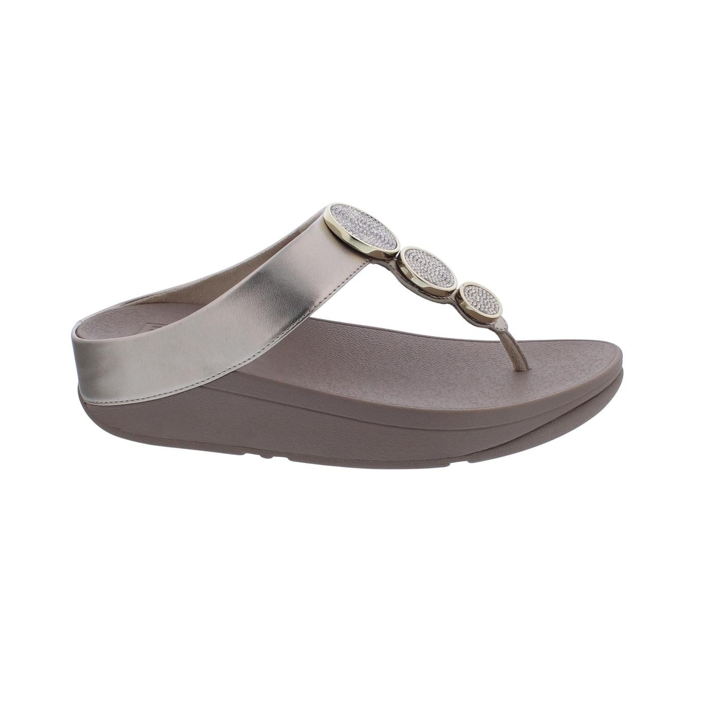 Fitflop FitFlop Halo Bead-Circle Metallic Toe-Post Sandals Metallic Light Beig Pantolette