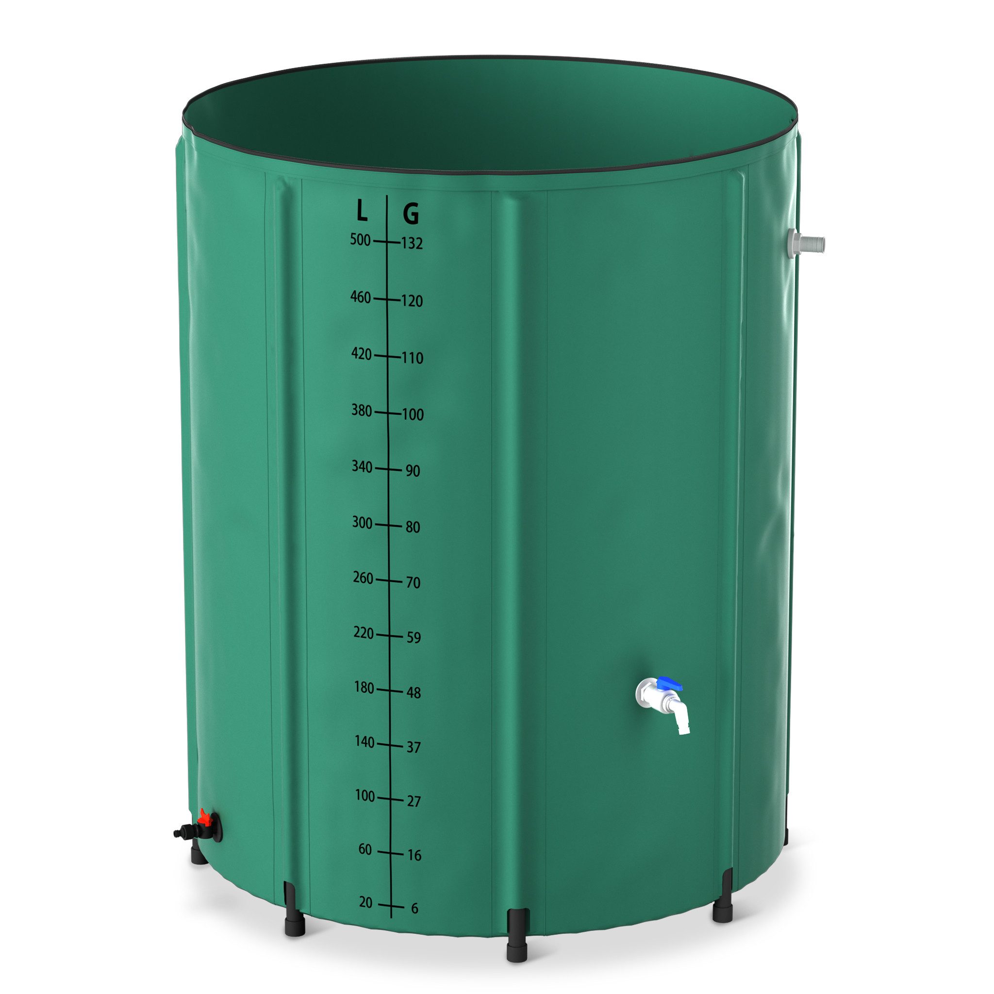 FIVMEN Regentonne Regenwassertonne faltbar Regenfass Wassertank Regenwassertank mit Hahn, 500 l, (200L / 380L / 500L / 750L), für Garten Balkon Regenfass mit Ablassventil und Überlaufschutz
