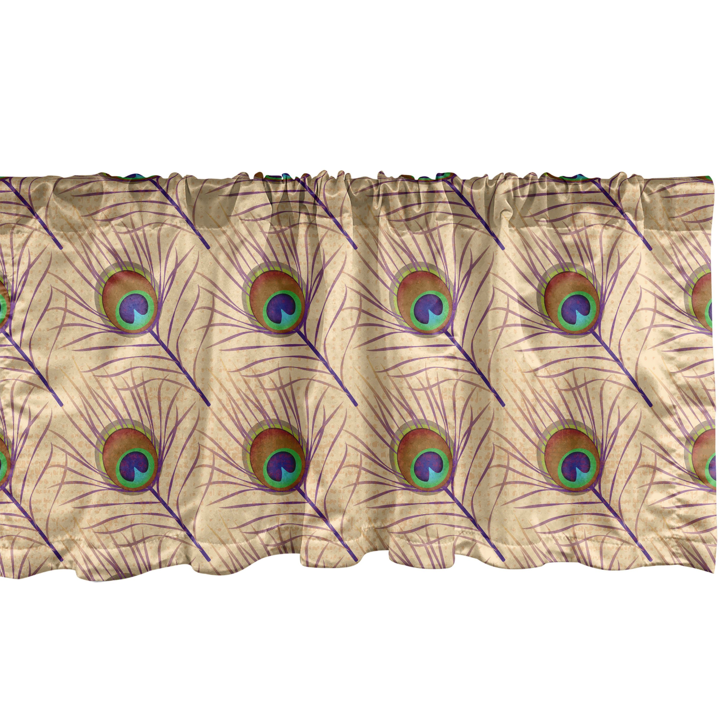 Scheibengardine Vorhang Volant für Küche Schlafzimmer Dekor mit Stangentasche, Abakuhaus, Microfaser, Feder Native Style Diagonal Fluff