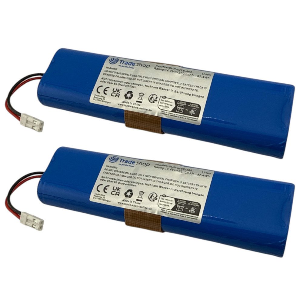 Trade-Shop 2x Akku passend für Tesla RoboStar T10 T30 T40, Symbo D410 D420 Akku Li-Ion 2600 mAh (14,4 V)