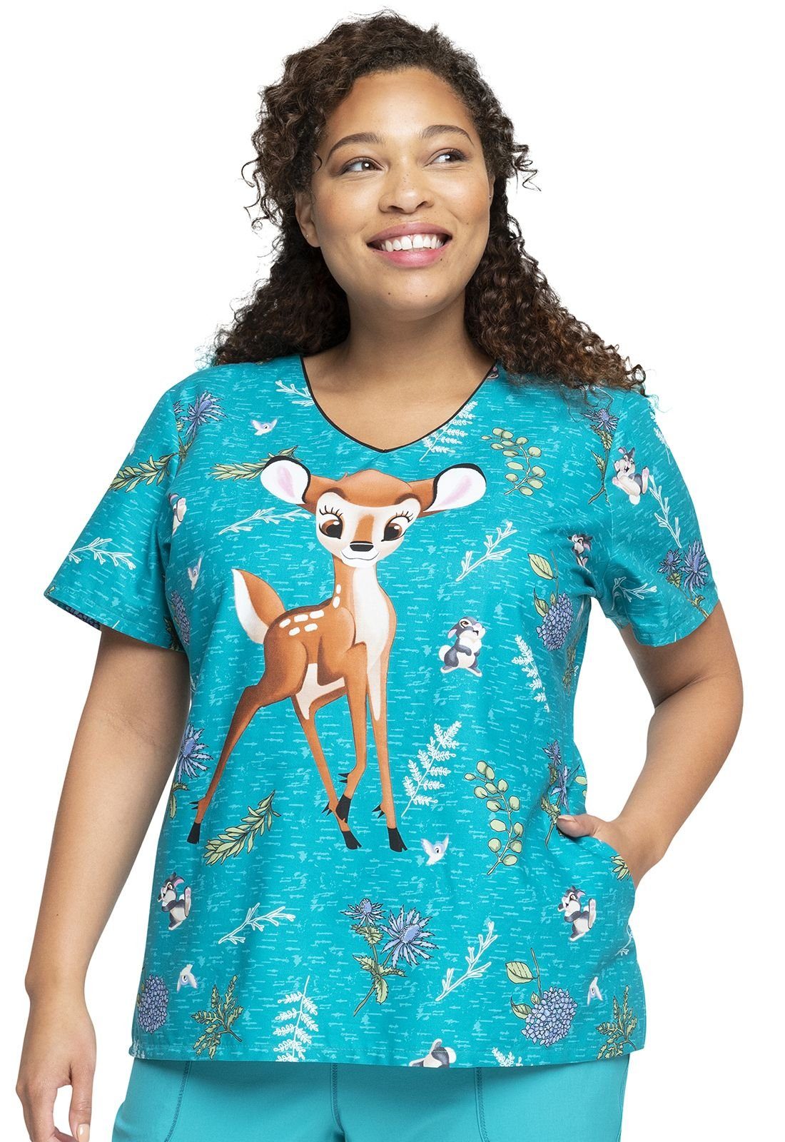 Motiv Kasack Cherokee Funktionsbluse bedruckter mit "Bambi" Damen Kasack Bunt