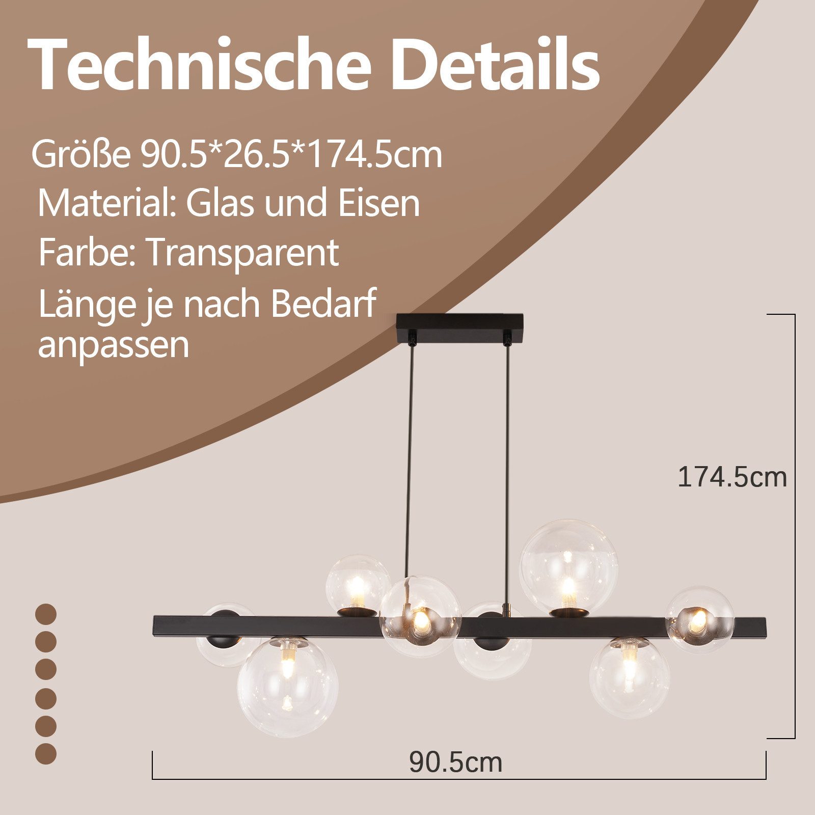 ZMH Pendelleuchte Esszimmer 8 Flammig G9 günstig online kaufen