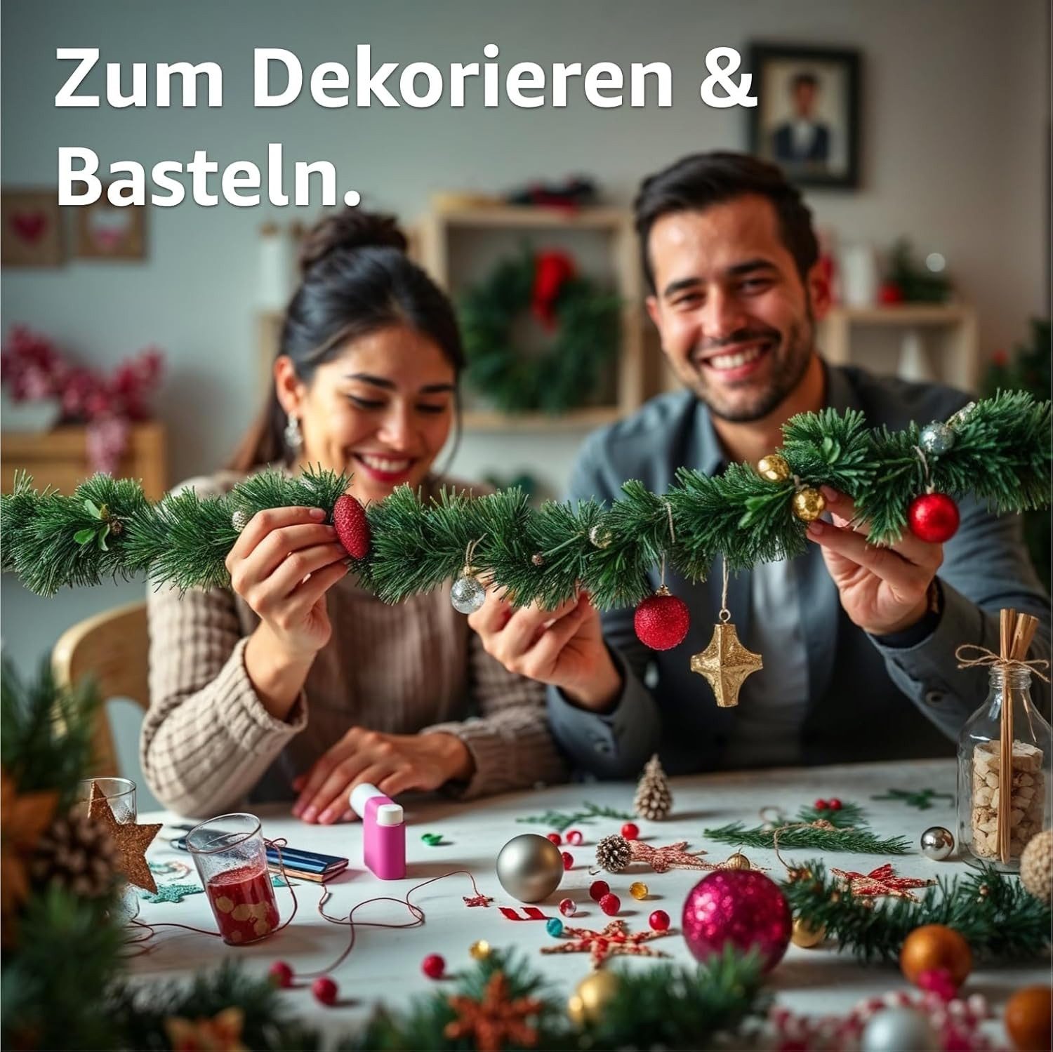TK Gruppe Girlanden Weihnachtsgirlande grün 10 Meter - Weihnachten Dekoration Deko (1-tlg)