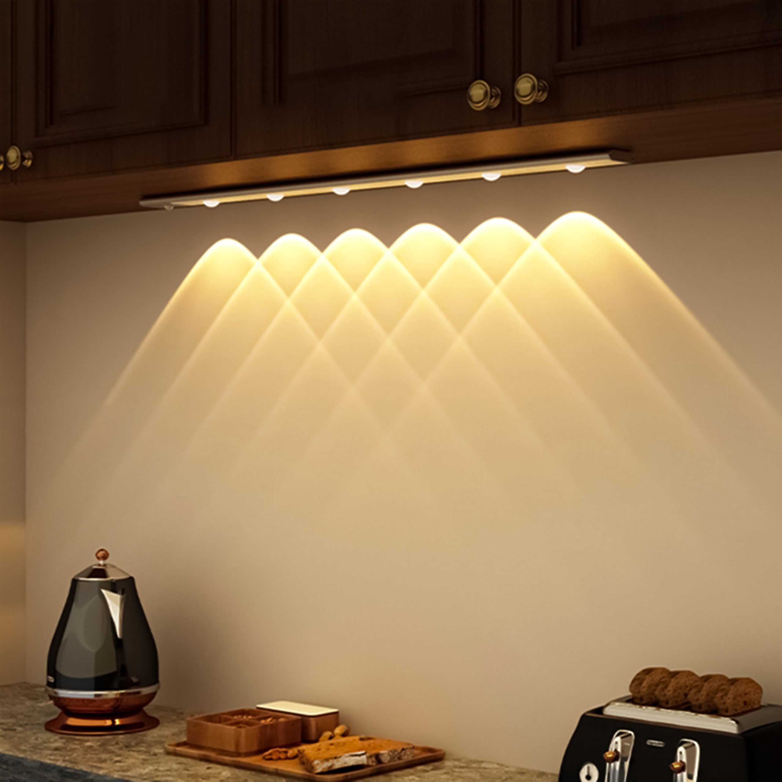 proventa LED Unterbauleuchte Akku LED-Unterbauleuchte, LED, Bewegungssensor dimmbar 68cm 1,5W USB-C RGB warmweiß