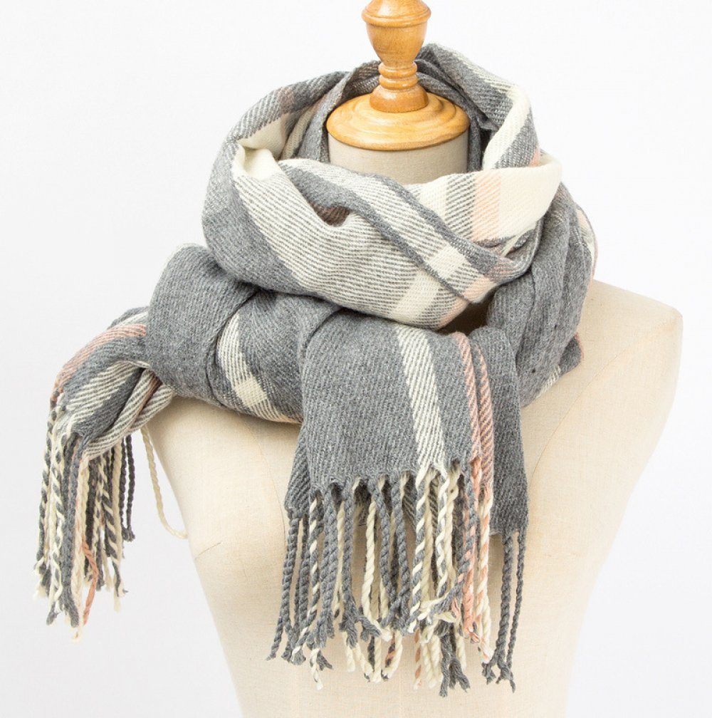 Invanter Schal Schal kariert für Damen, warm , Winter, weich, mit Quaste.