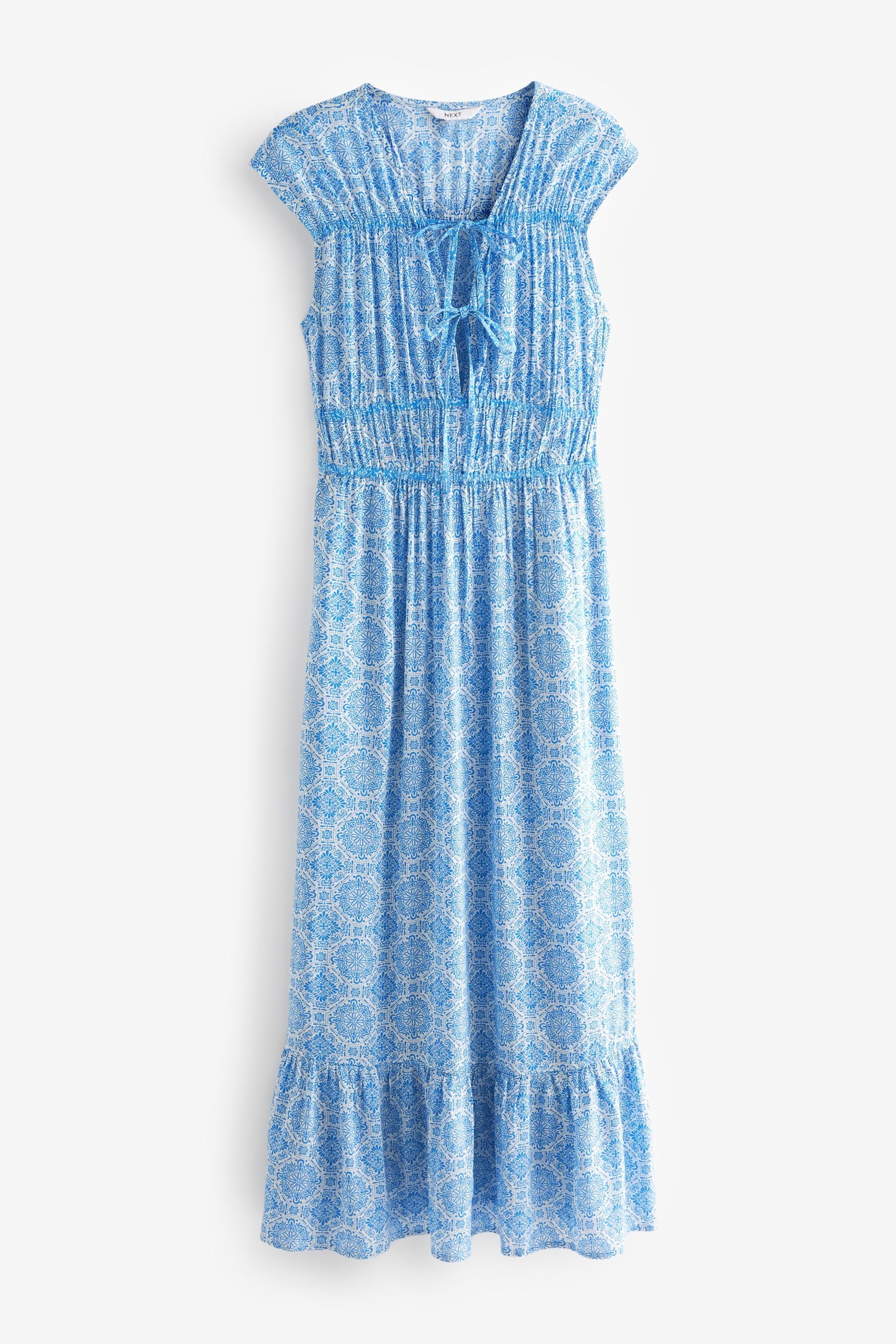 Next Maxikleid Kurzärmeliges Maxikleid mit Zierknoten günstig online kaufen
