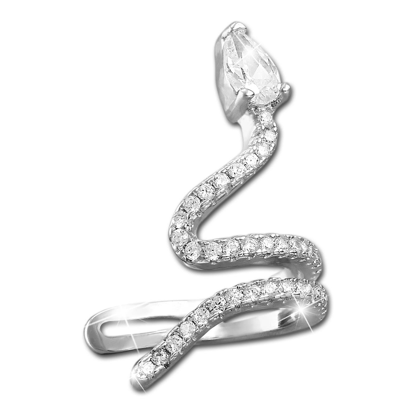SilberDream Paar Ohrklemmen SilberDream weiß Schlangen Set Ohrringe (Ohrklemme, 2-tlg), Damen Ohrklemme Schlange 925 Sterling Silber, weiß