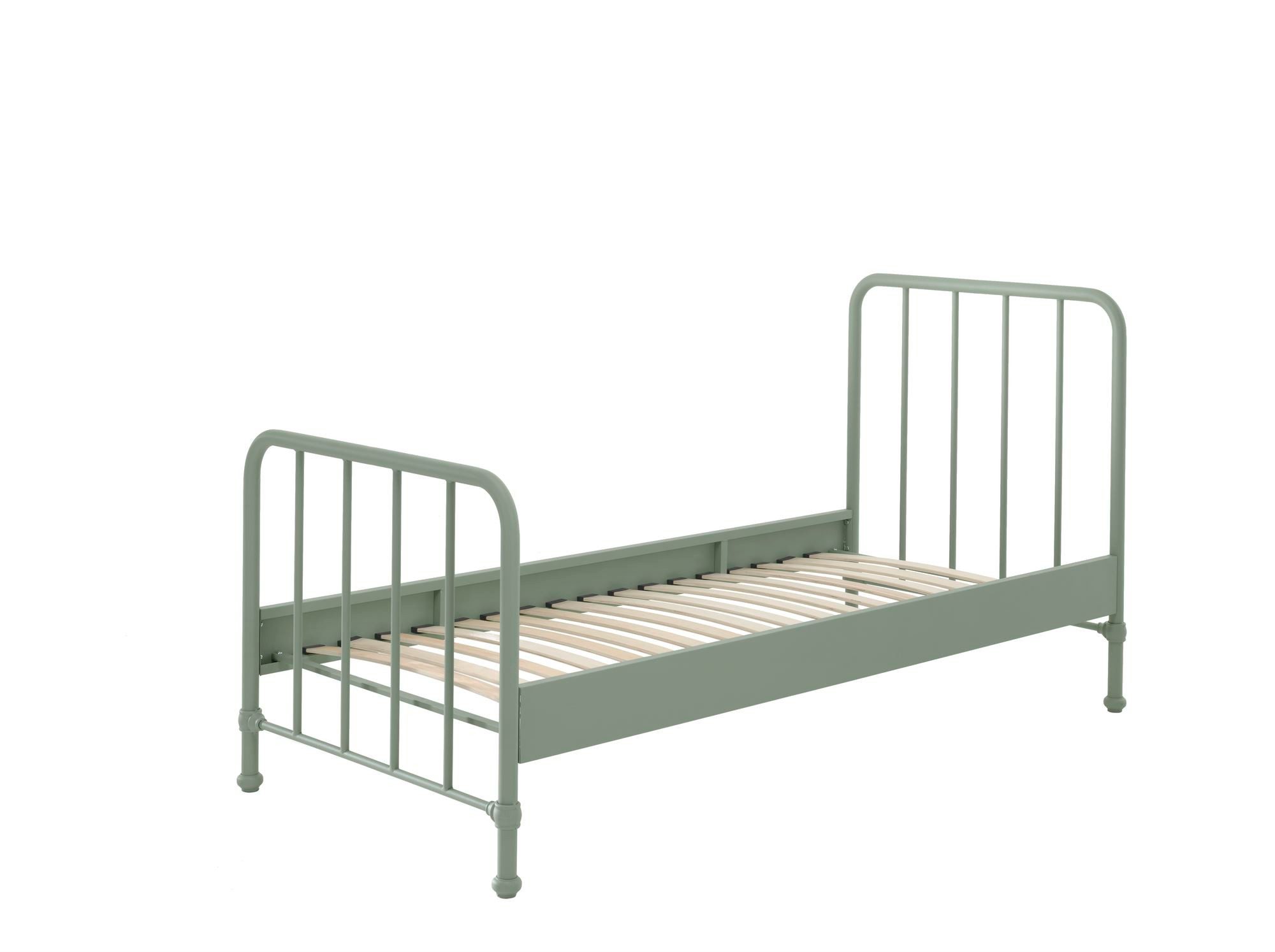 58 aufm Kessel Bettgestell Metallbett Kay 97x206x110 Einzelbett Industriedesign Metall Grün matt (inkl. Versand, Lieferung bis Verwendungsstelle), Liegefläche 90x200, modernes Bett mit Rohrrahmen und trendiger Optik