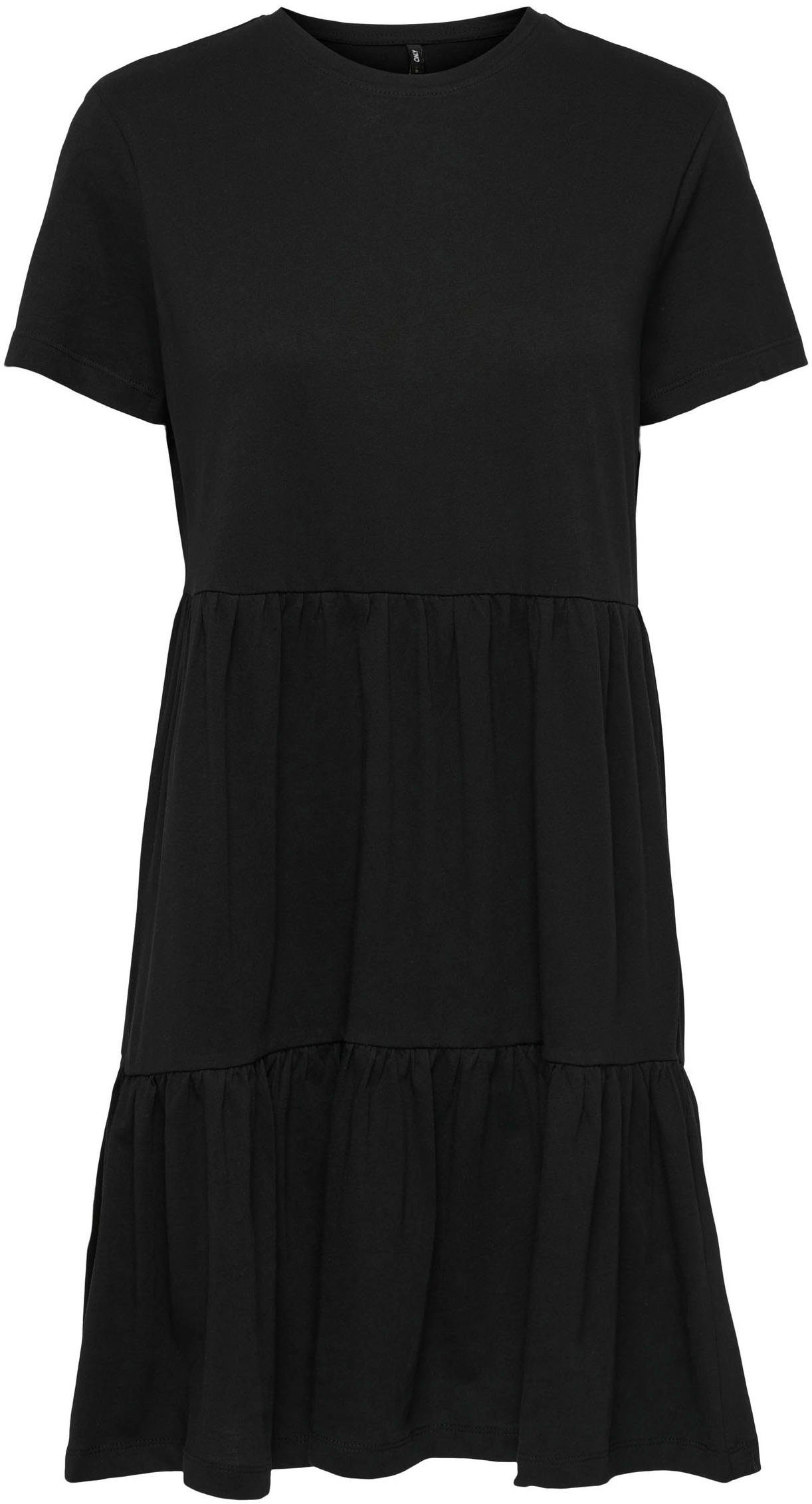 ONLY Jerseykleid ONLMAY Black JRS mit Volant DRESS O-NECK PEPLUM BOX S/S