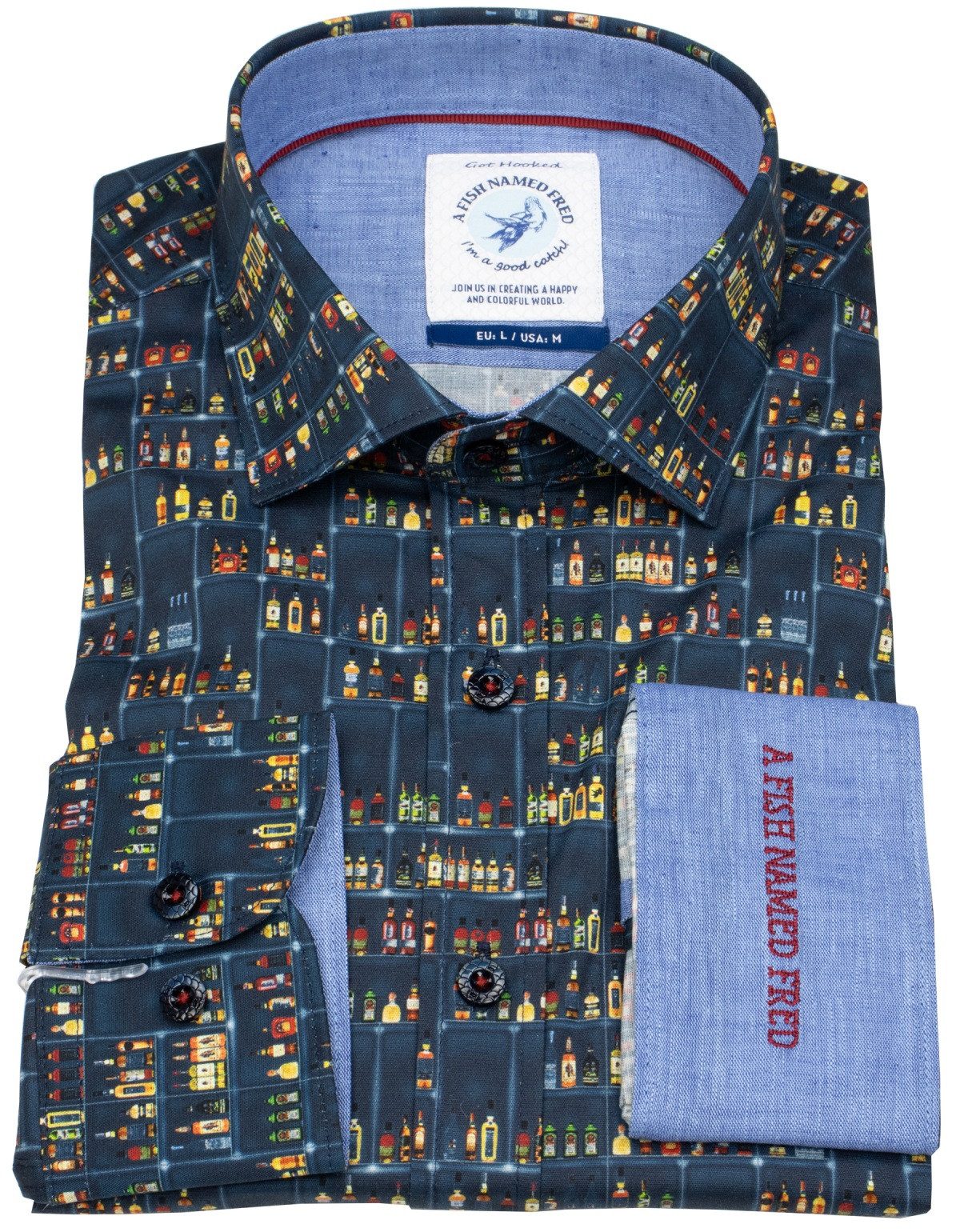 A Fish named Fred Langarmhemd leicht tailliert Kentkragen günstig online kaufen