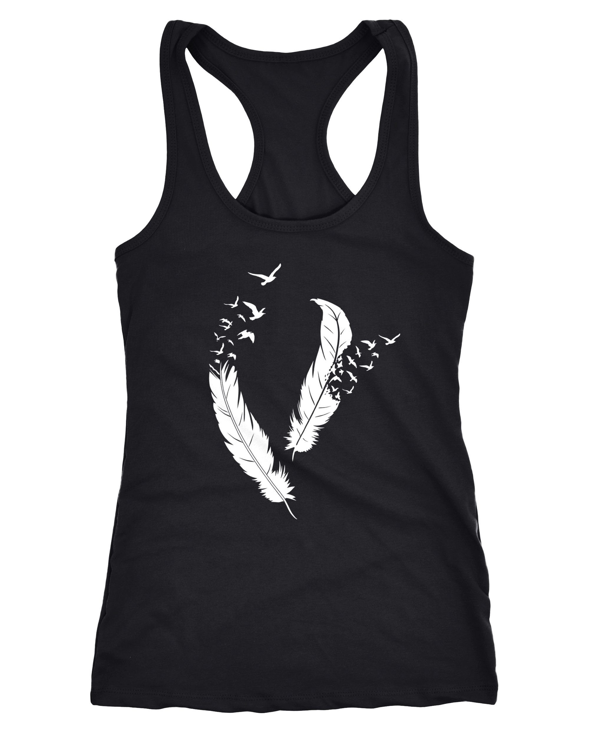 Neverless Tanktop Damen Tank Top Tanktop Feder Vögel Racerback Trägertop Ringertop Sport-Top Trägershirt Feather Birds Neverless®