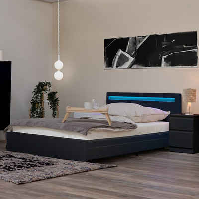 HOME DELUXE Bett LED Bett NUBE mit Schubladen (Set, 2-tlg., bett mit Schubladen und Lattenrost), mit Bettkasten und Lattenrost, Variante mit oder ohne Matratze