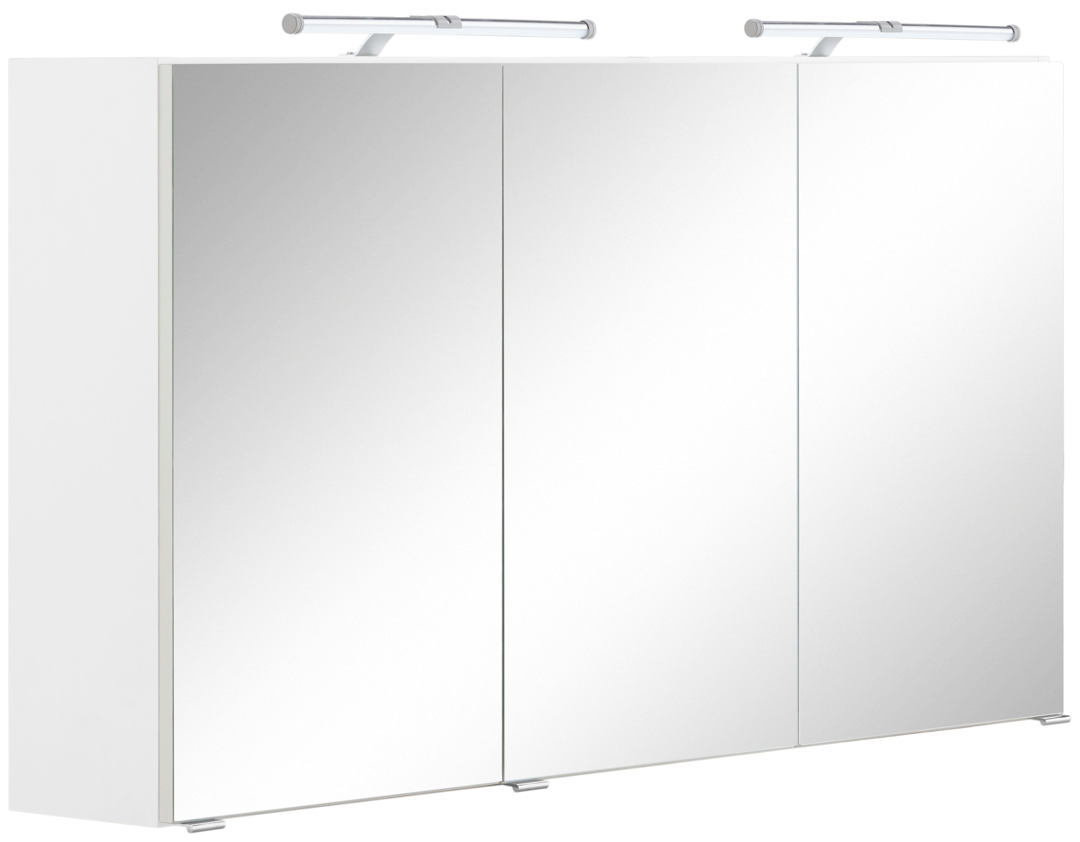 welltime Spiegelschrank "Trento", Badezimmerschrank, Badmöbel Breite 120 cm, mit 3D-Effekt, Spiegeltüren, inklusive LED-Beleuchtung