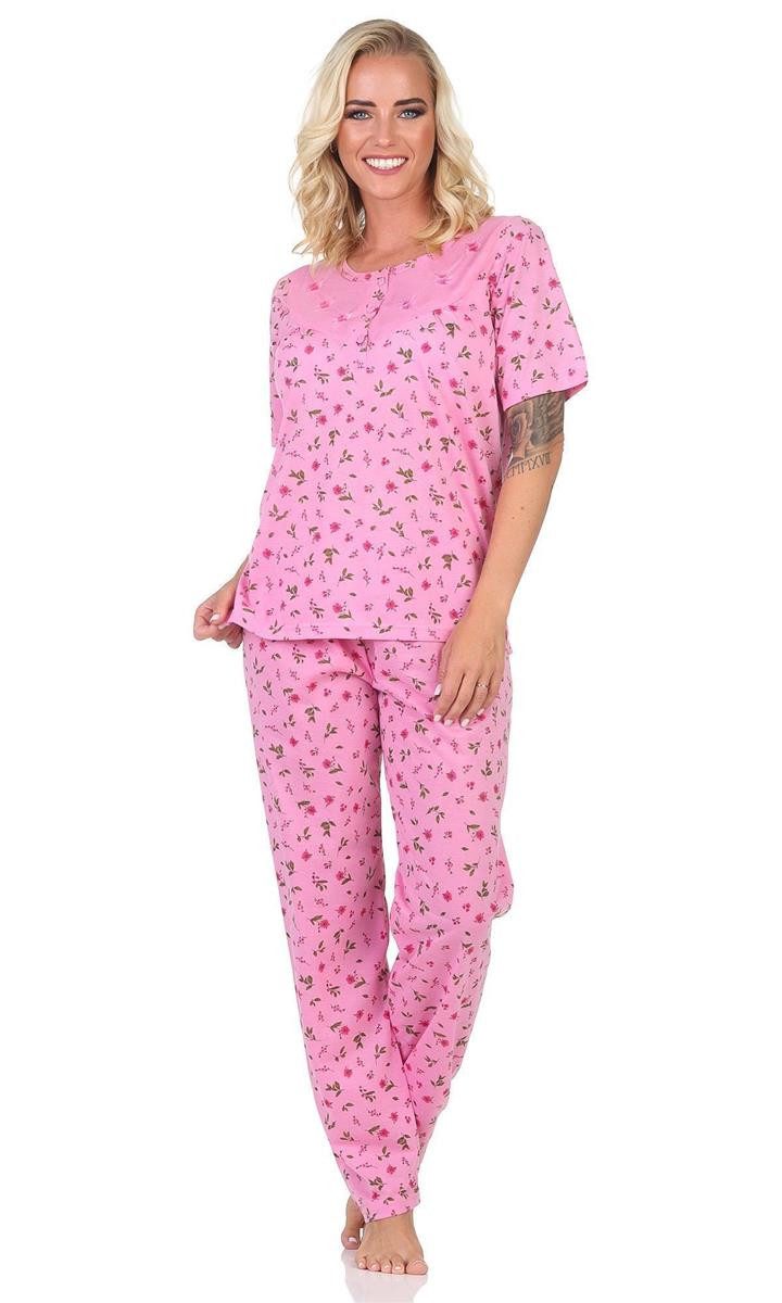 Pyjama Damen Pyjama 2tlg. lange Hose Shirt in kurzen Ärmeln; Gr. M L XL 2XL