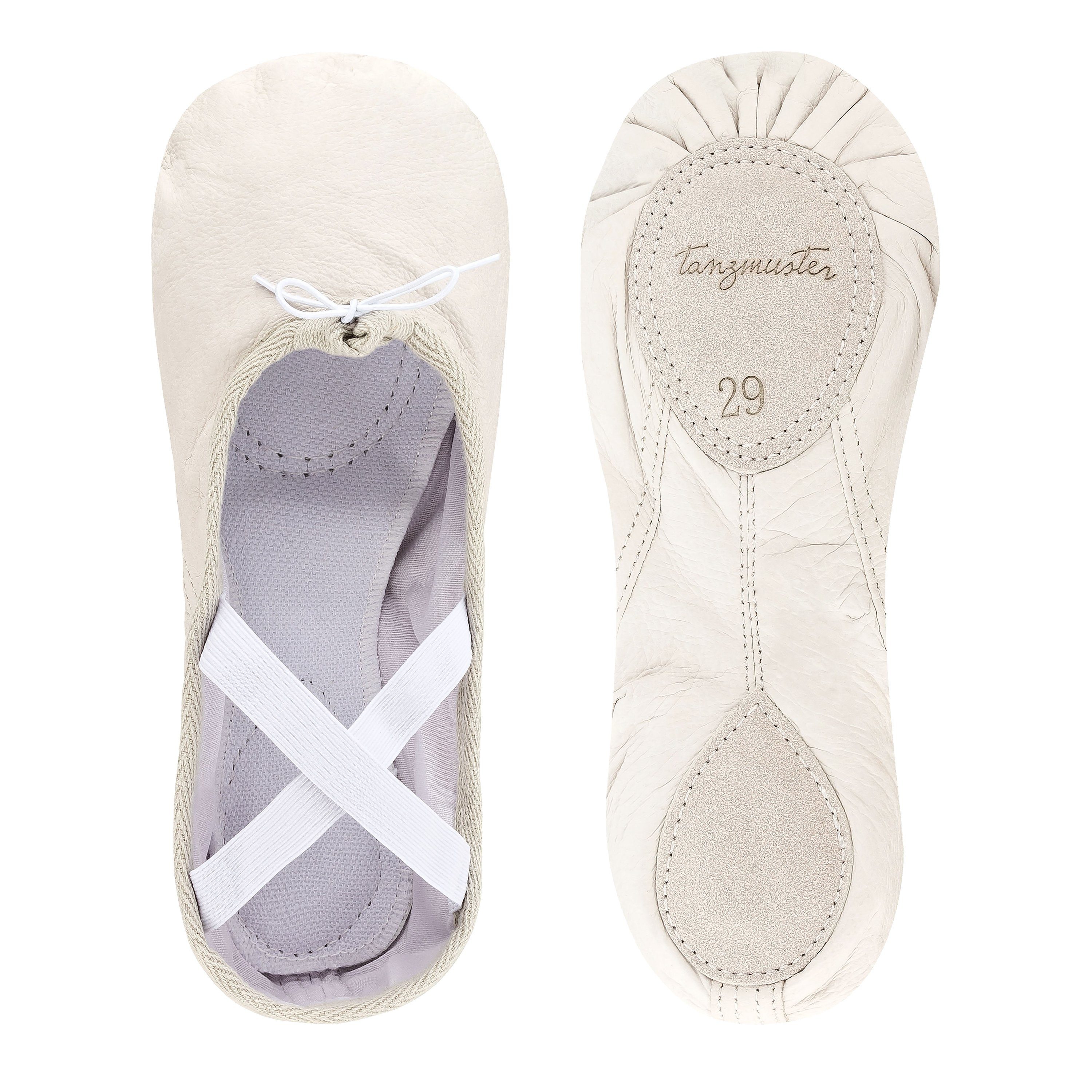 tanzmuster Ballettschuhe Toni aus Leder mit geteilter Ledersohle Tanzschuh Ballettschläppchen für Mädchen