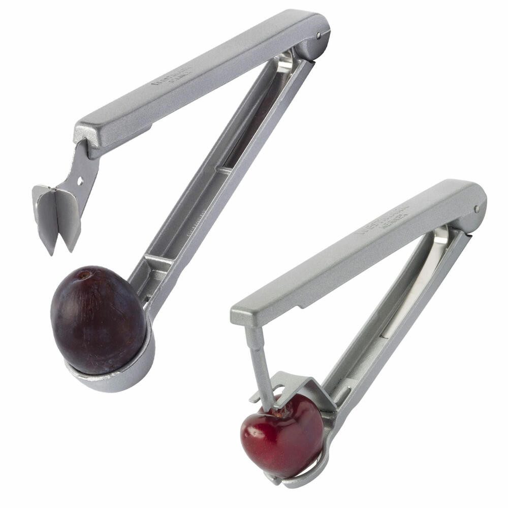 WESTMARK Entsteiner Set: 1 Kirschenentkerner & 1 Pflaumenentsteine, Aluminium, Edelstahl, praktisches Set, für küchenfertig entsteinte Früchte
