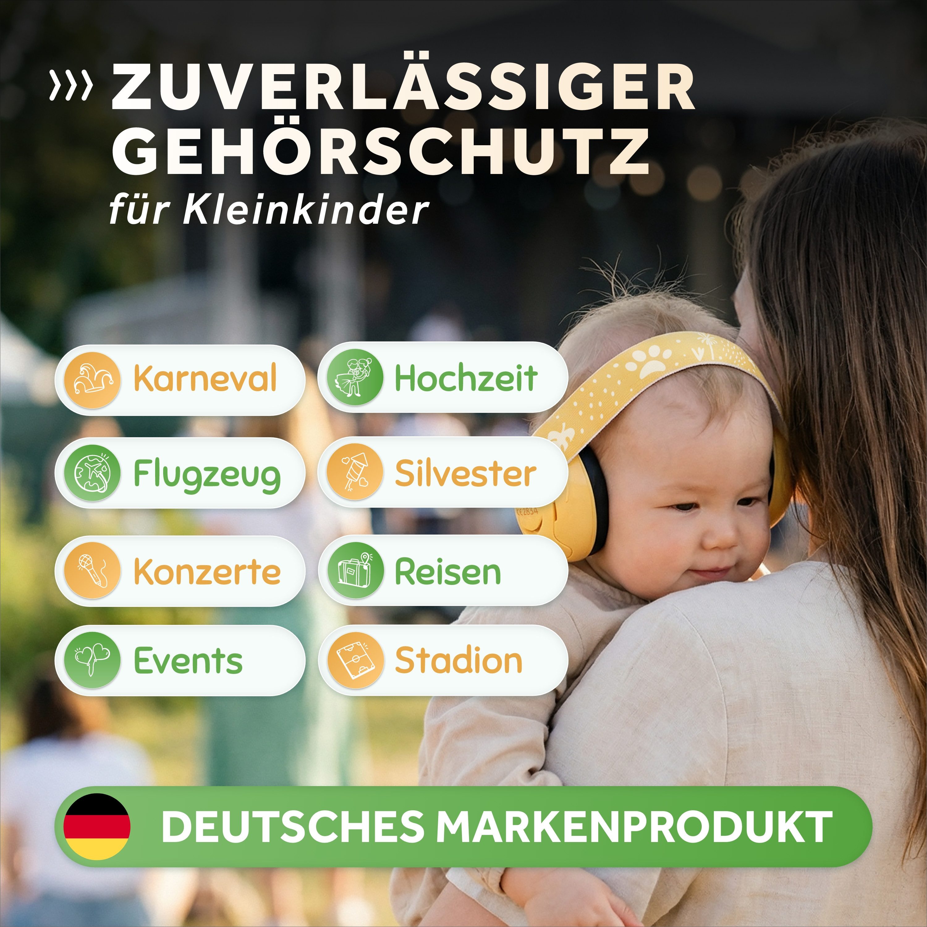 Schallwerk Kapselgehörschutz Mini+ Ohrenschützer für Kleinkinder - Gehörschutz Baby, (Kopfhörer Babys & Kleinkinder, Ohrenschutz für Babys mit verstellbaren Band), bis zu 52cm Kopfumfang