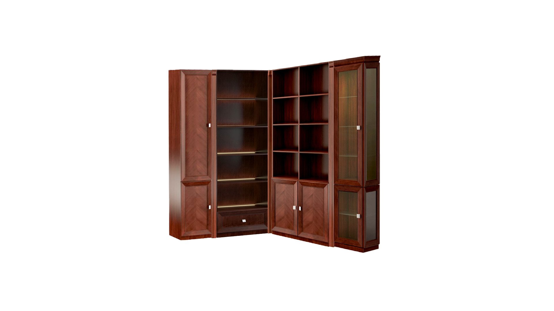 JVmoebel Eckschrank Stilvolle Braune Eckschränke Wohnzimmer Holzmöbel Klassische Büromöbel (Büro-Eckschrank) Made in Europa