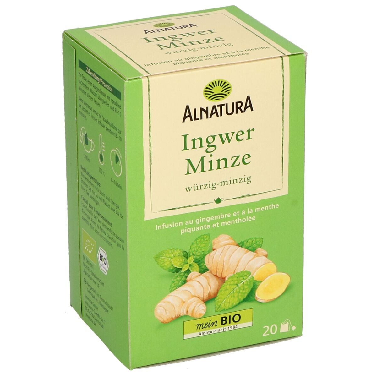 Alnatura Tee Ingwer Minze, 20 Aufgussbeutel