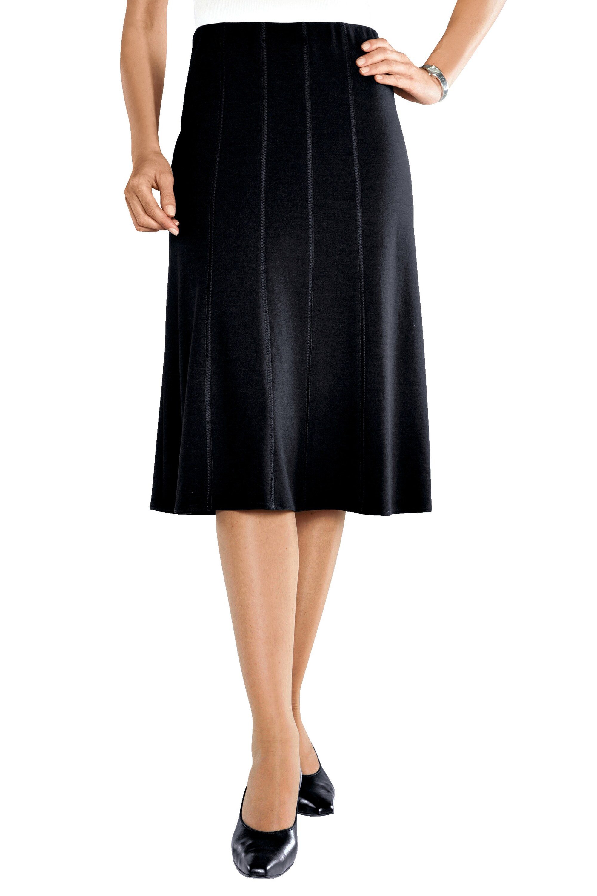 meyermode Jerseyrock Jersey-Midirock figurumspielend Elastikbund.