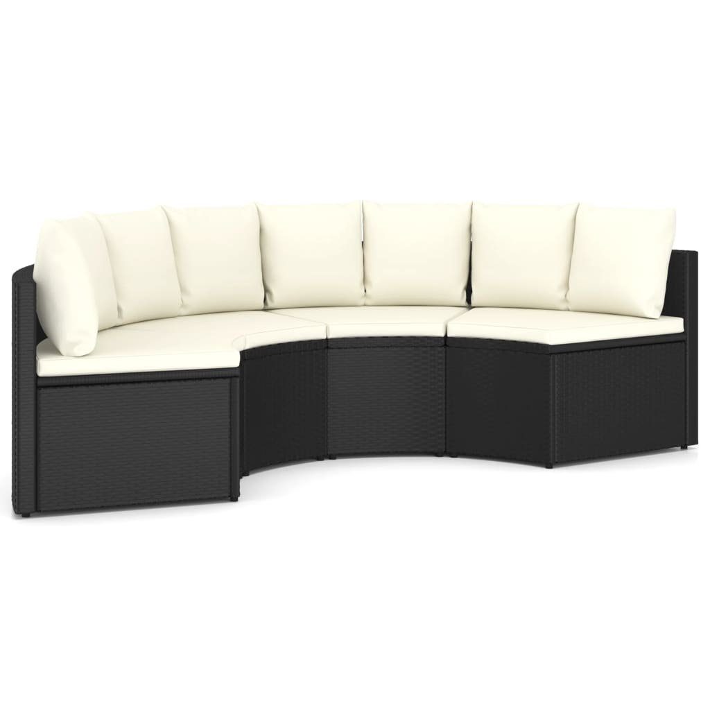 furnicato Gartenlounge-Set 4-tlg. Garten-Sofagarnitur mit Auflagen Poly Rattan Schwarz, (1-tlg)