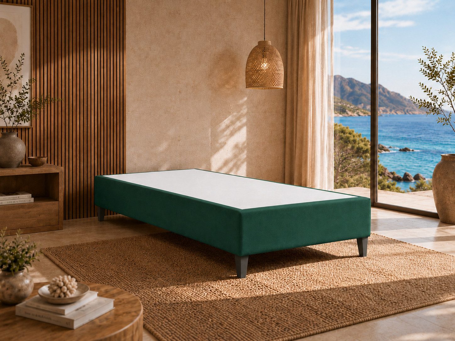 Best for Home Boxspringbett Boxspringbettgestell aus Massivholz in verschiedenen Größen (Bettgestell / Seniorenbett / Jugendbett / Kinderbett, 1-St., Bettgestell ohne Matratze, optional mit Kopfteil), Massivholzrahmen, Trinity-Stoffbezug, wasserdicht, abriebfest