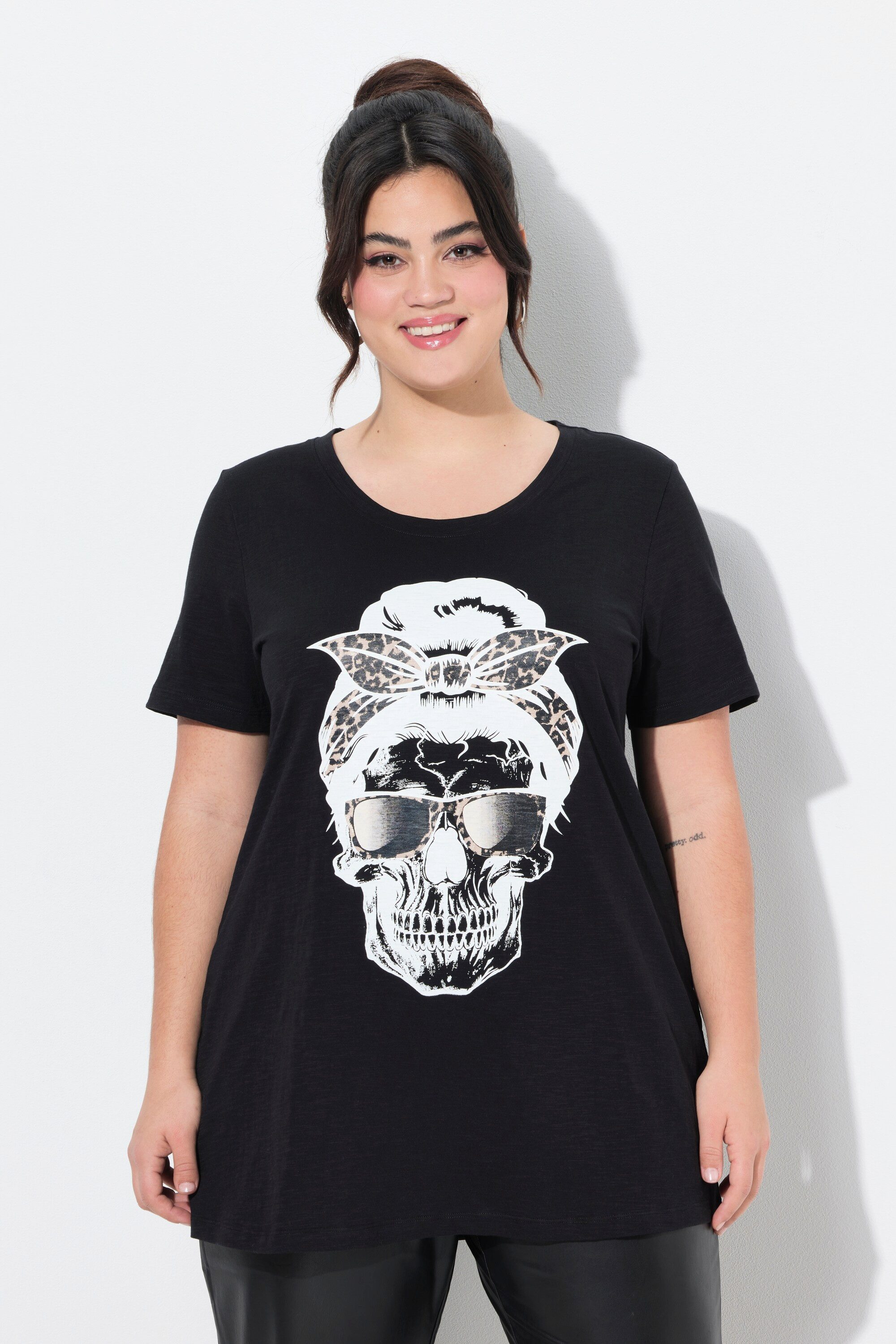 Angel of Style T-Shirt T-Shirt Komfort Fit Totenkopf-Motiv - Leo-Kopftuch
