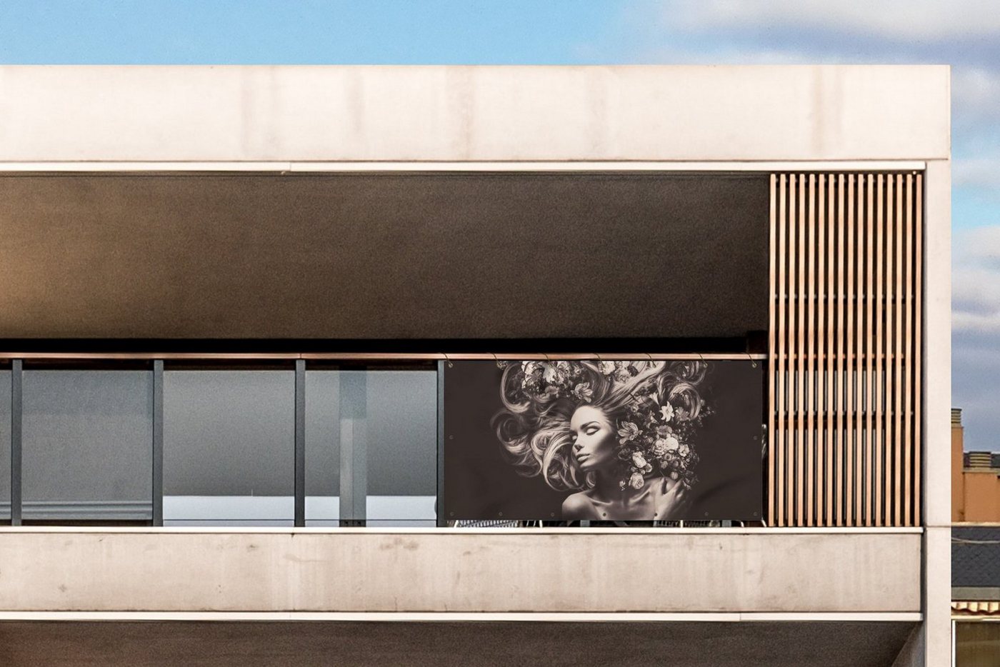 Thumbnail - MuchoWow Balkonsichtschutz Blumen - Frau - Natur (1-St) Balkon Sichtschutz 90x200, Windschutz für Zaun PVC, 200x90 cm