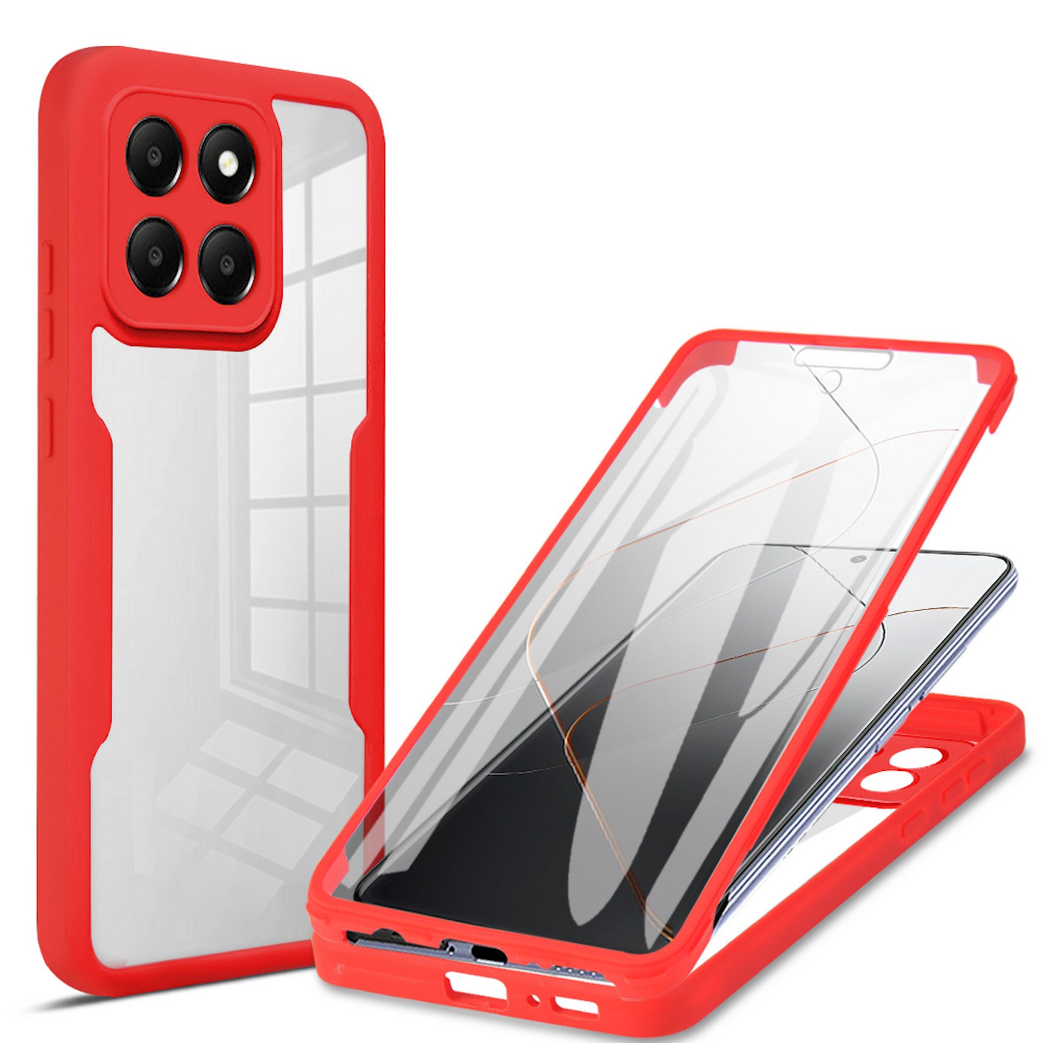 Wigento Handyhülle 360 Grad für Xiaomi 17 mit Display & Kameraschutz Bumper Rot 6,36 Zoll, 360 Grad Schutz, stoßdämpfend, robust