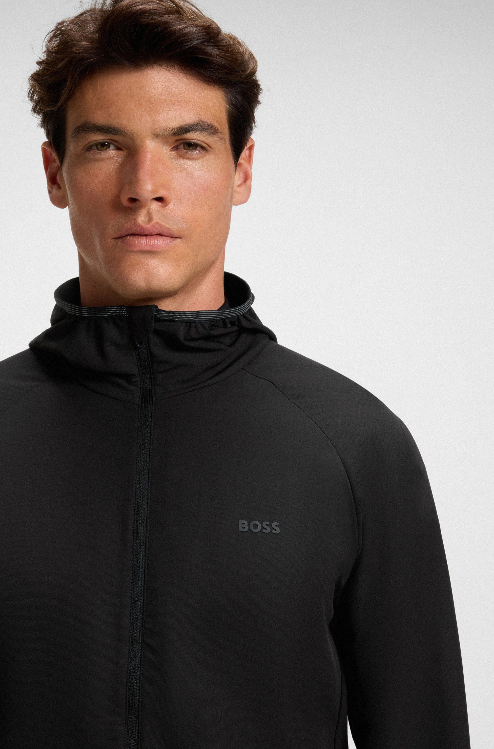 BOSS GREEN Funktionsjacke L Commuter wasserabweisend Funktionsjacke mit gummiertem Label 4 Wege Stretch