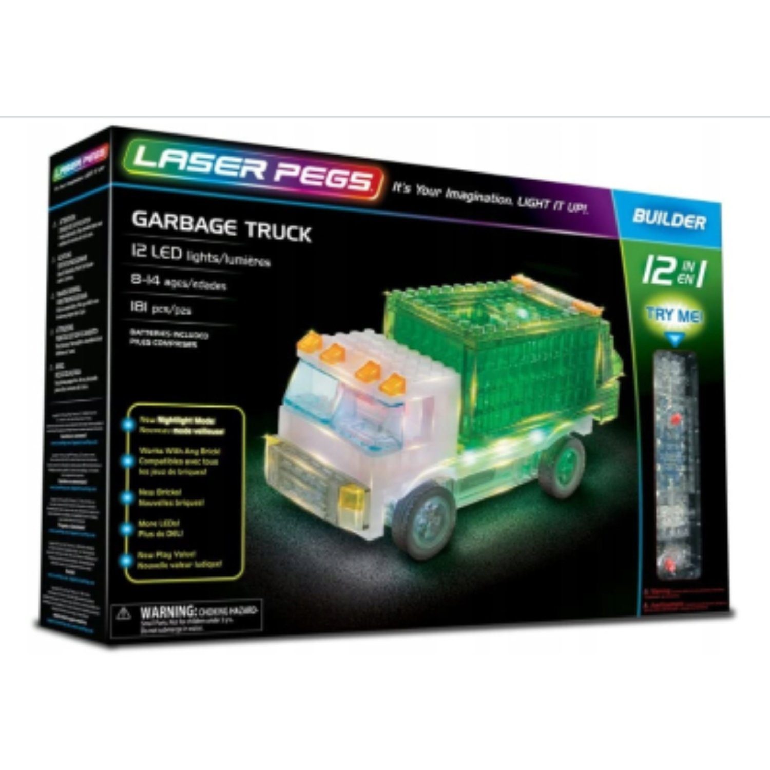 Laser Pegs 12013 Recycling Fahrzeuge 12 Modelle LED bricks Spielbausteine