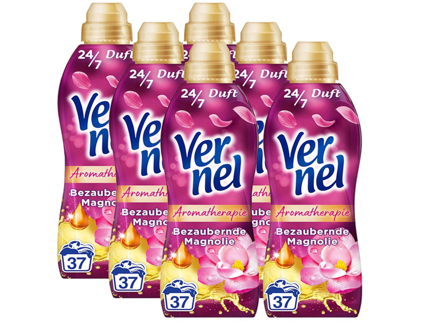 Vernel Aromatherapie Bezaubernde Magnolie 6 x 37 WL (222 WL) Weichspüler (Spar-Pack, [6-St. mit ätherischen Ölen)