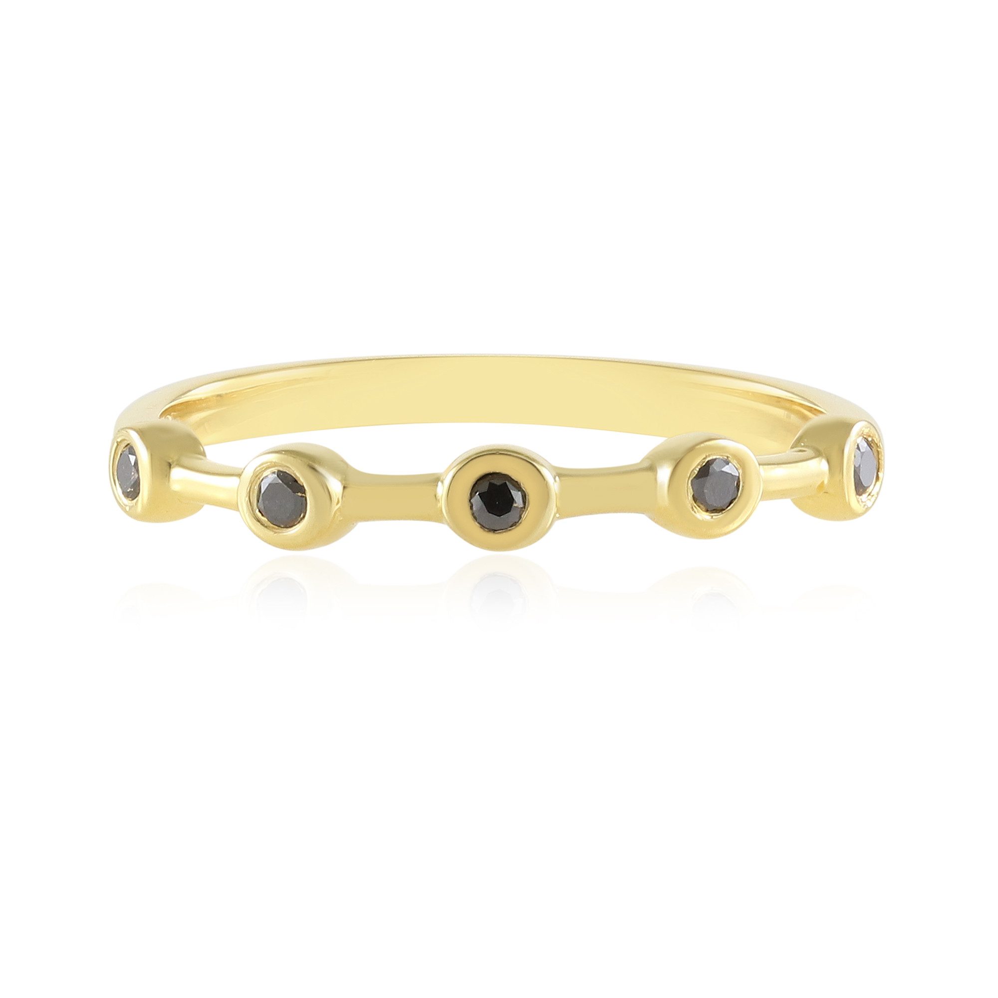 Cavill Diamantring Schwarzer Diamant Goldplattierter Silberring (1-tlg)