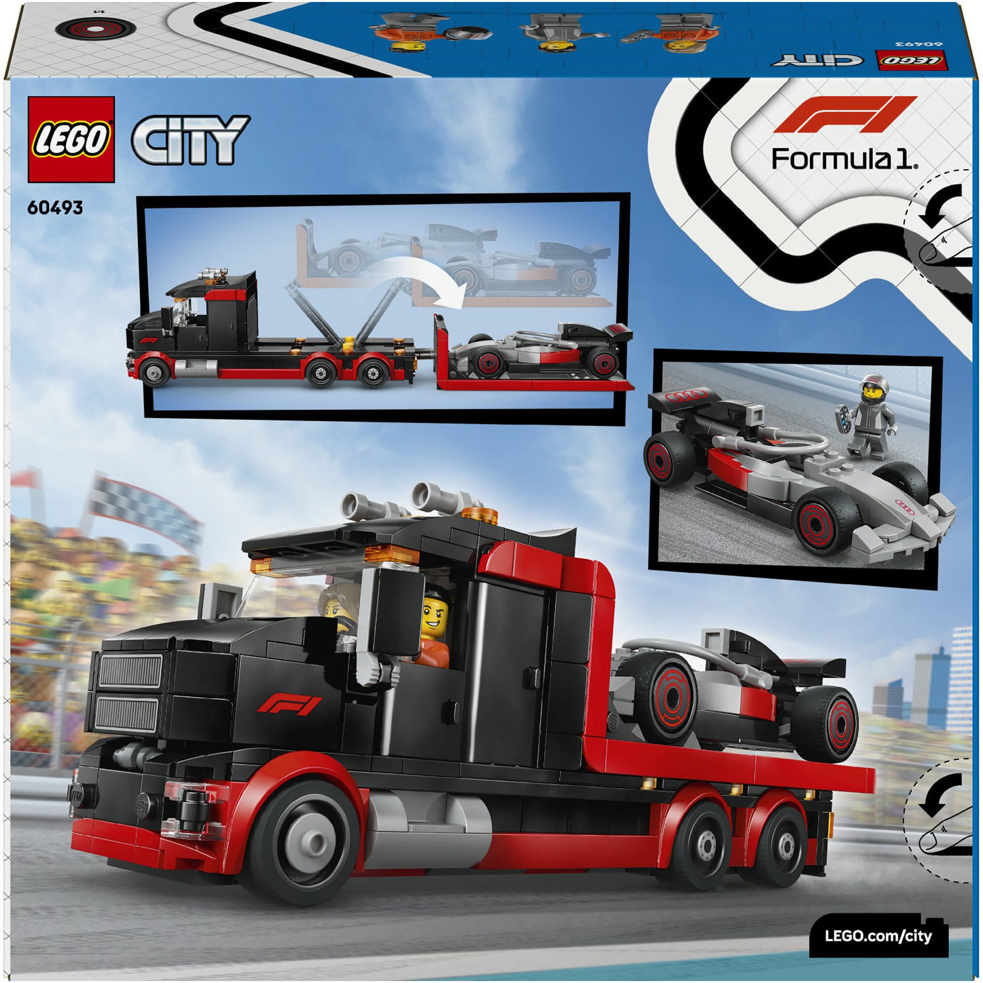 LEGO® F1 Truck mit Audi F1 Rennwagen (60493), LEGO City Konstruktionsspielsteine, (508 St)
