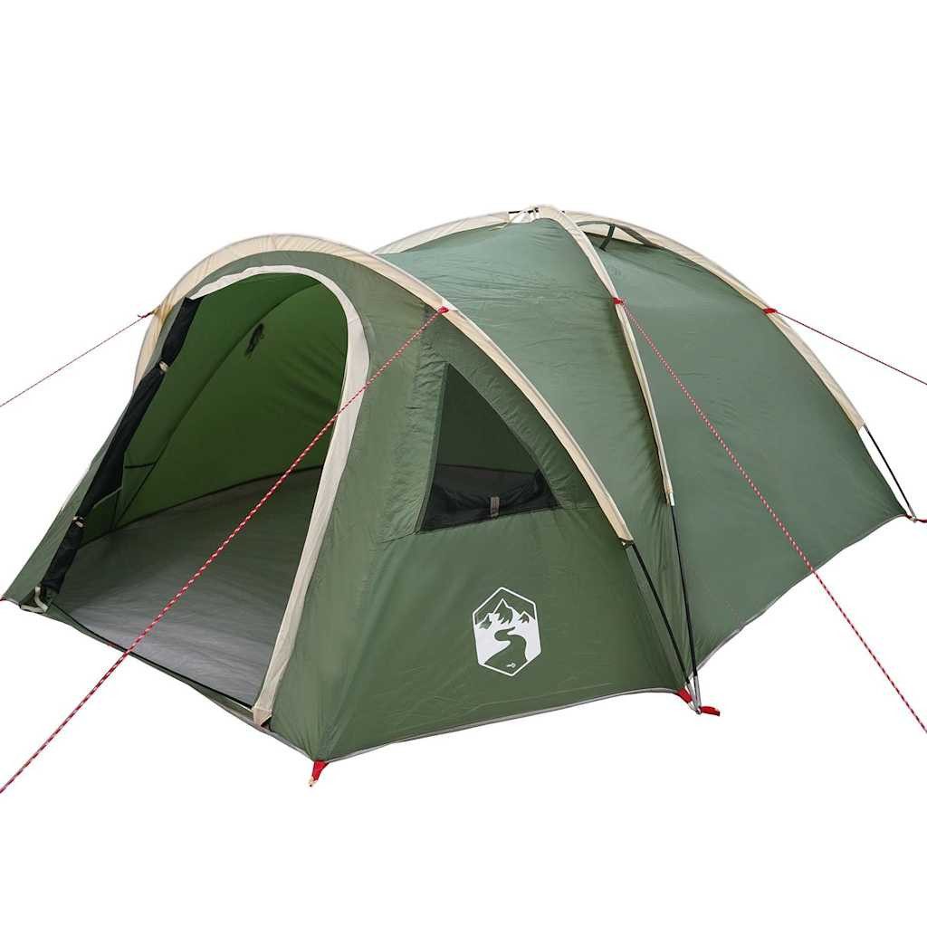 Tunnelzelt Kuppelzelt 4 Personen 308 x 268 x 130 cm Wasserdicht Grün Taft