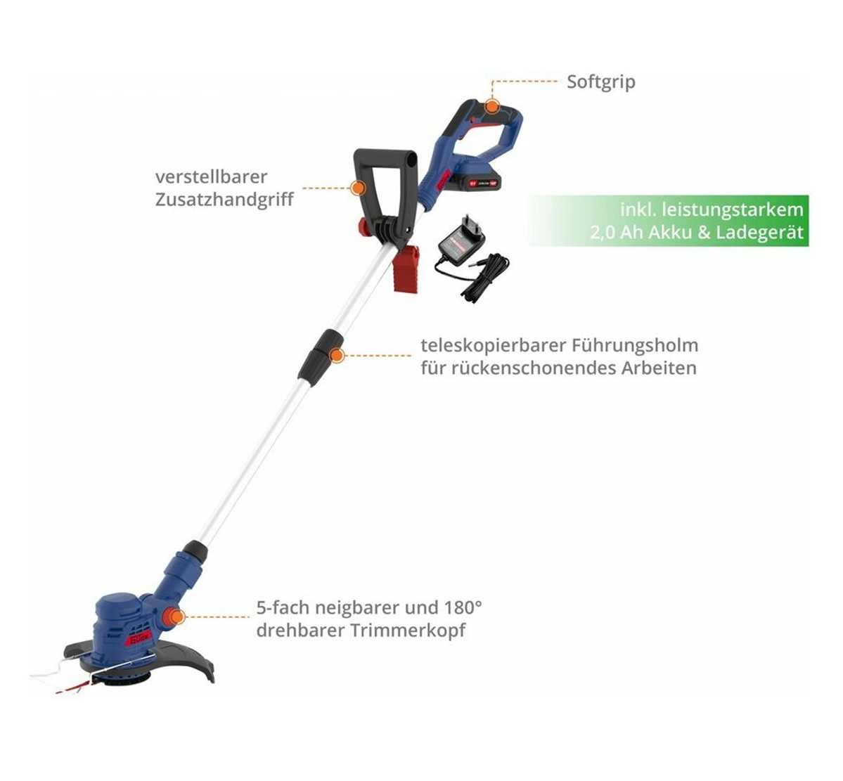 Güde Akku-Rasentrimmer Güde Rasentrimmer RT 18V Akku 2.0 Ah / Ladegerät 18-05 Kantenschneider