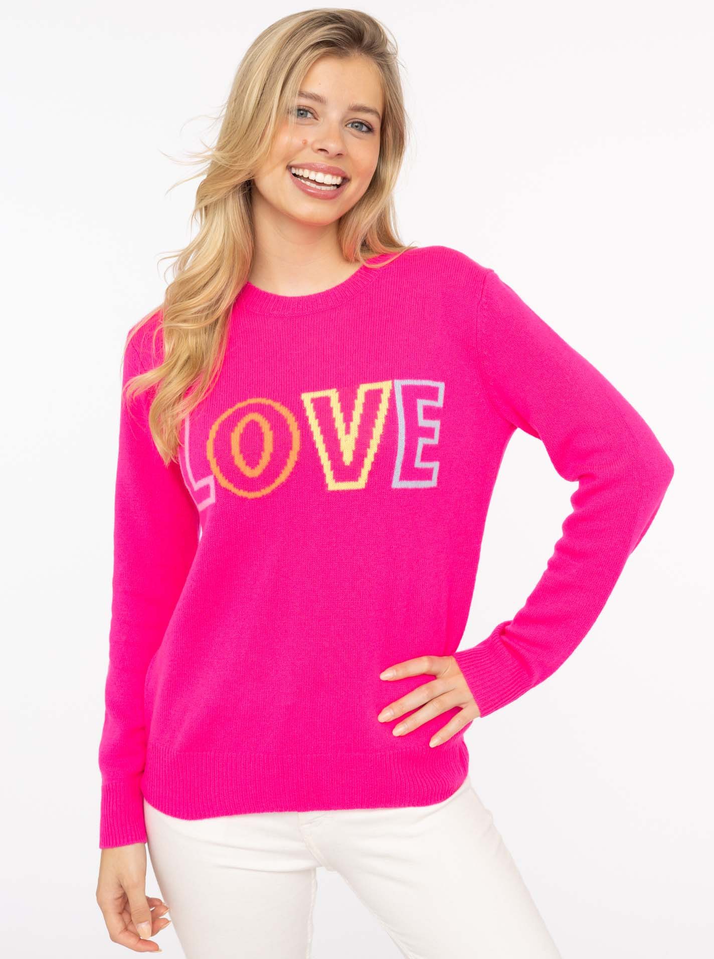Zwillingsherz Strickpullover "LOVE" wording Rundhals, mit günstig online kaufen