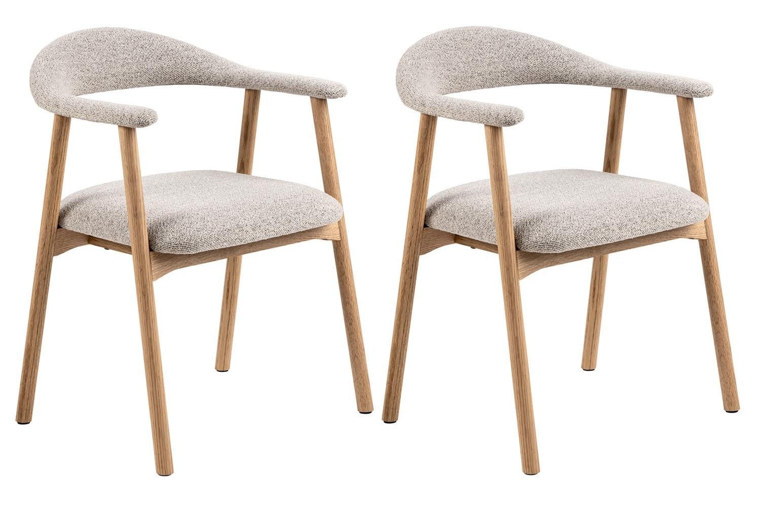 ACTONA GROUP Armlehnstuhl Polsterstuhl mit Boucléstoff in Beige 2er Set (Spar-Set)