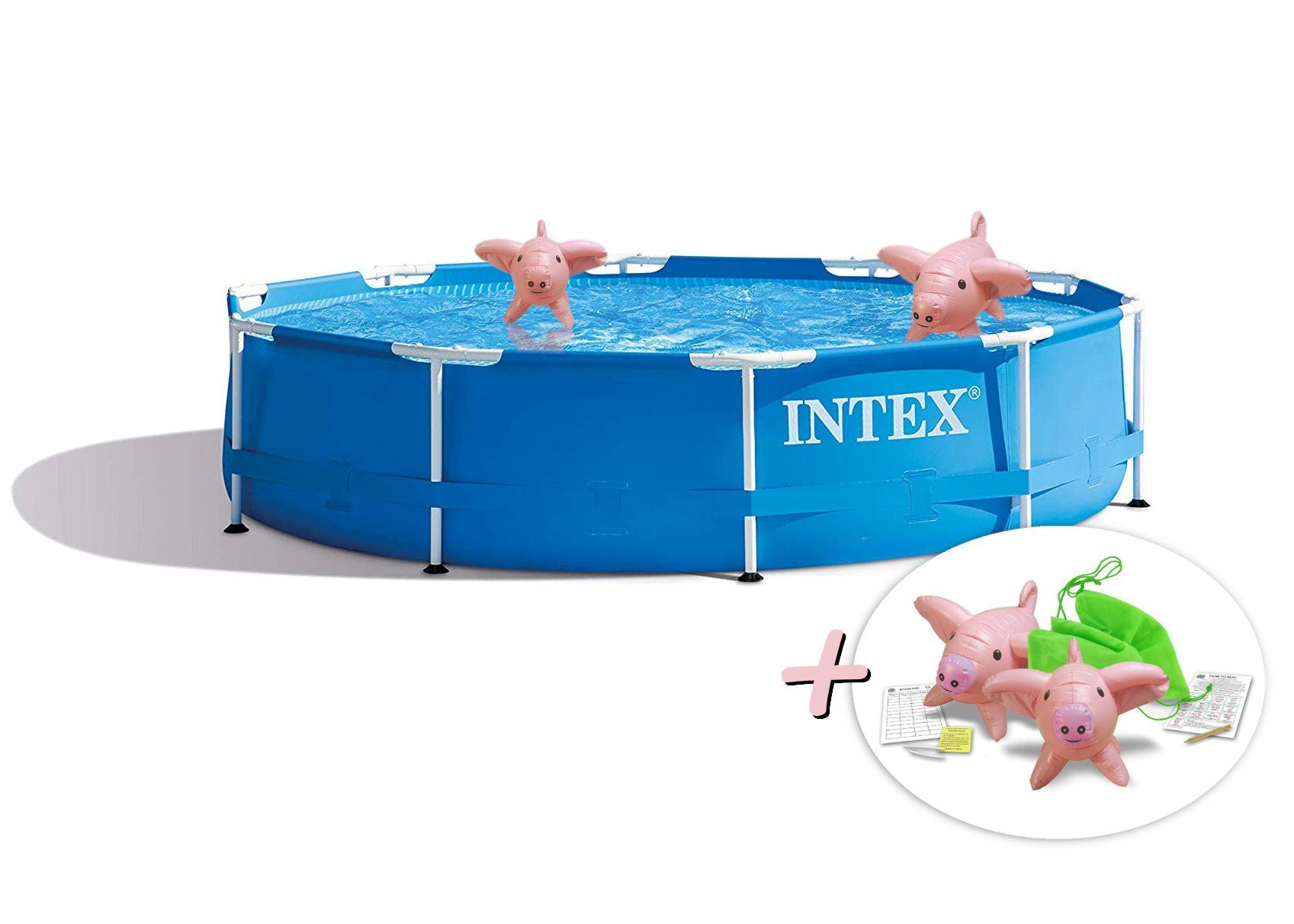 Intex Pool INTEX 28202GN MetallFramePool-Set mit GS-Pumpe + Schwimmtiere