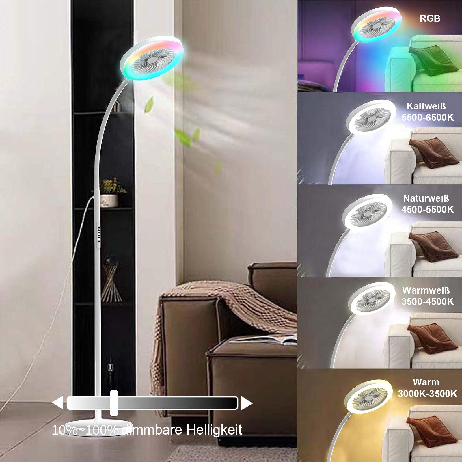 Sunicol Standventilator Stehlampe mit Ventilator, 5%-100% günstig online kaufen
