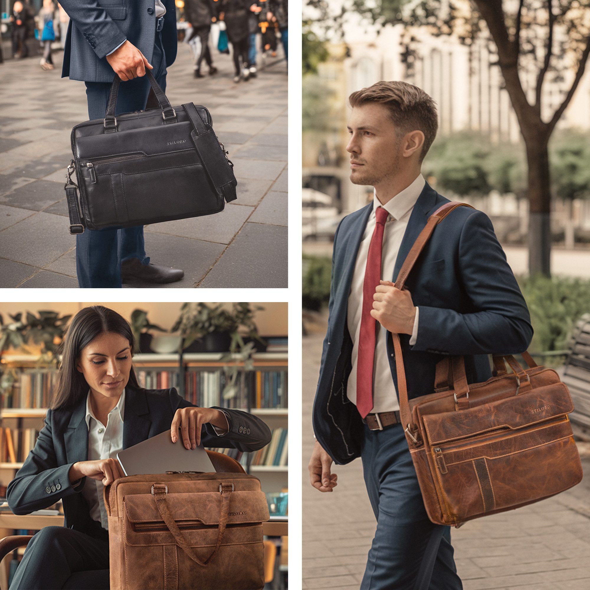 STILORD Laptoptasche "Matthew" Leder Aktentasche A4 Damen & Herren Laptop bis 16 Zoll