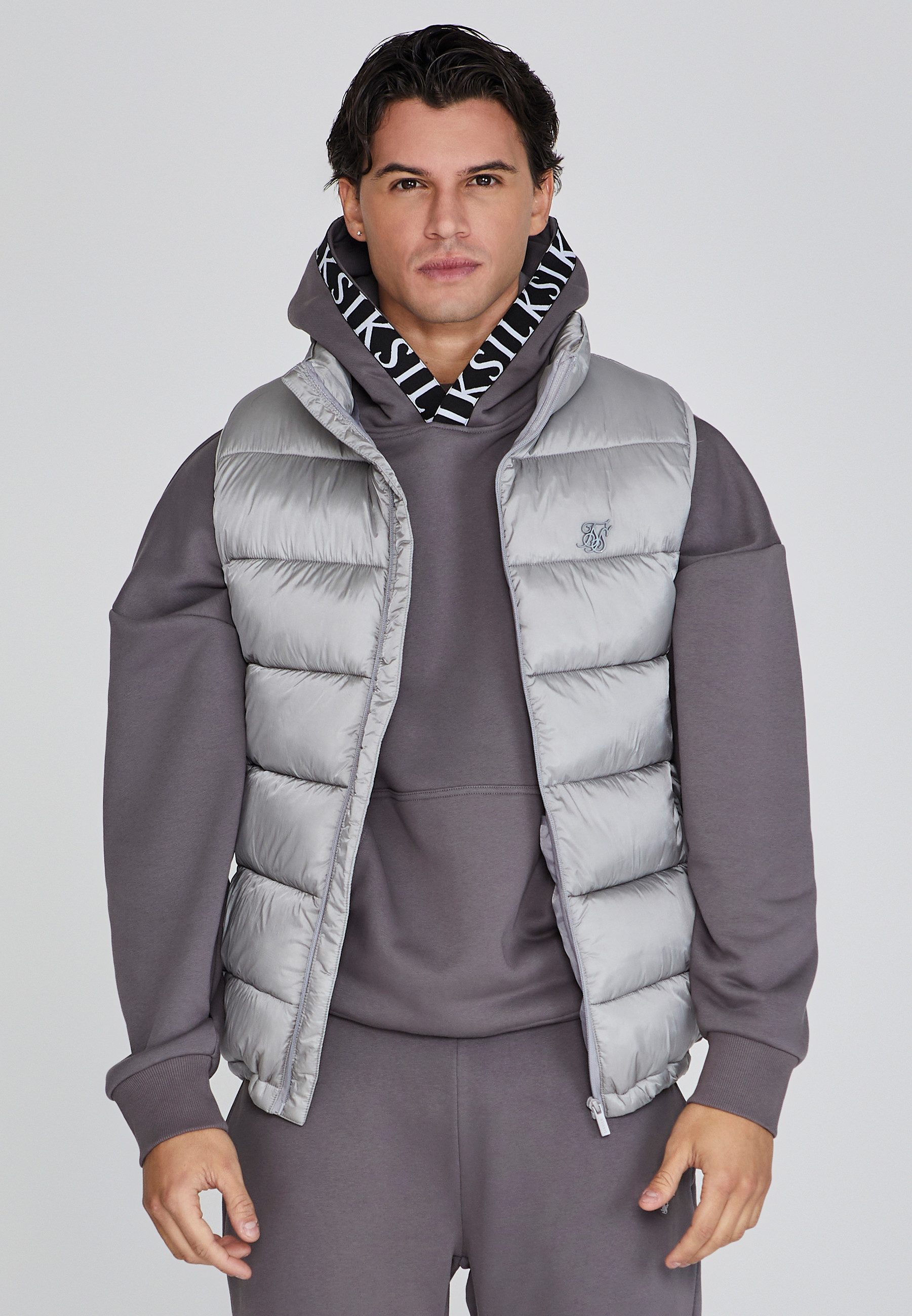 Siksilk Steppweste SikSilk Herren Graue Weste günstig online kaufen