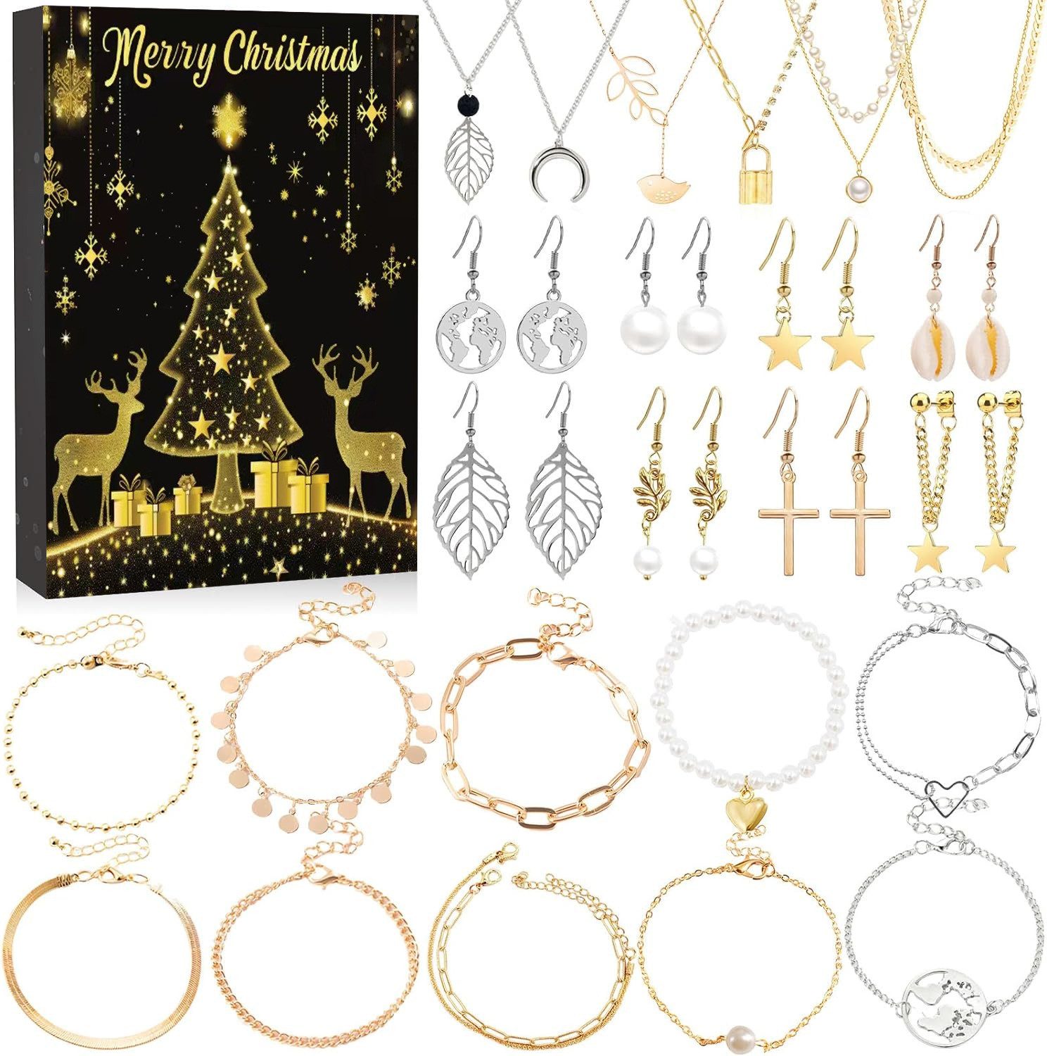 CLTYQ Schmuck-Adventskalender Adventskalender Schmuck, Teenager Mädchen Wei günstig online kaufen