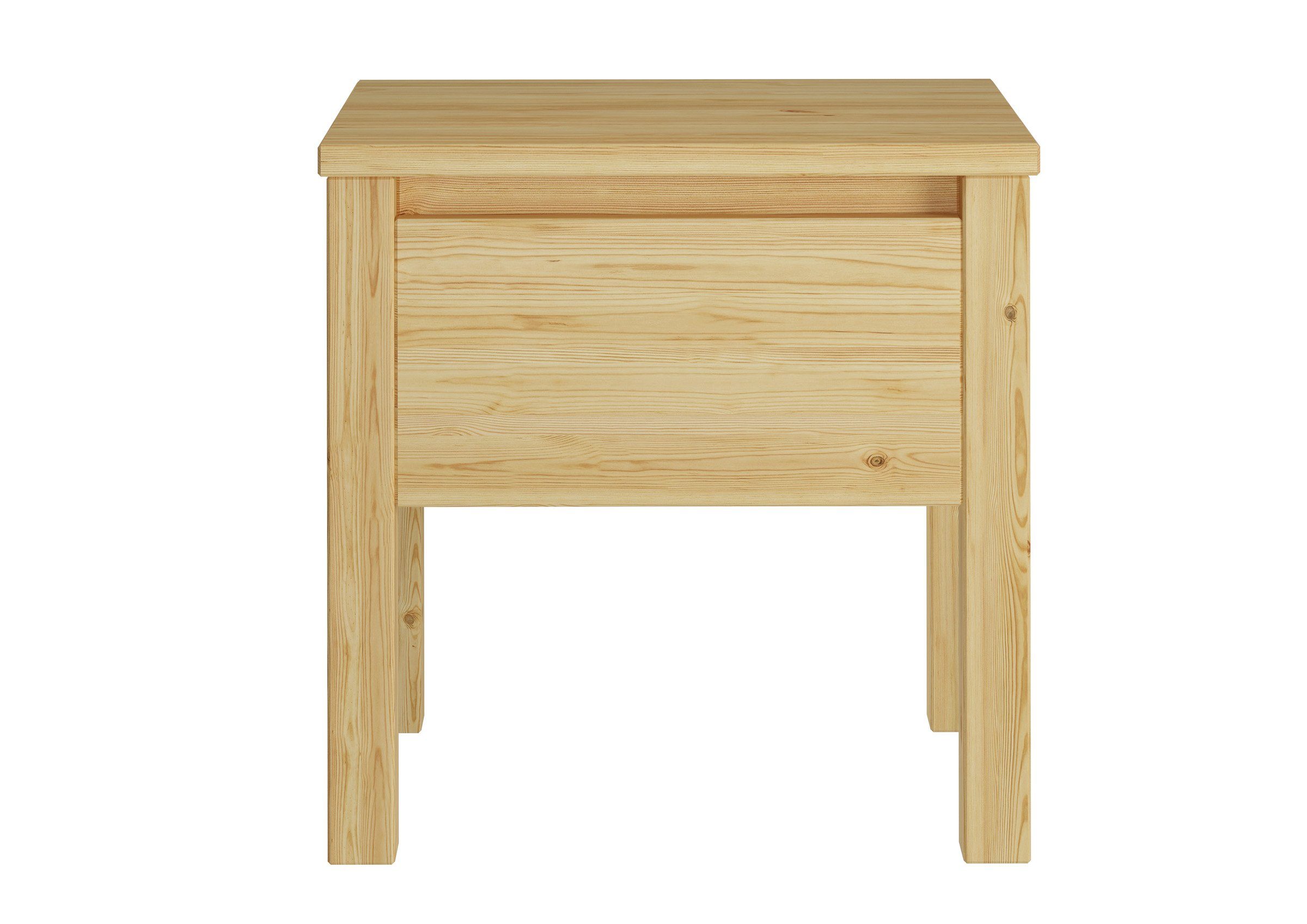ERST-HOLZ Nachtkommode Nachttisch Kiefer Massiv Bettkommode Nachtschrank mit Schublade, 90.20-K14 - Nachttisch Kiefer farblos lackiert-eine Schublade