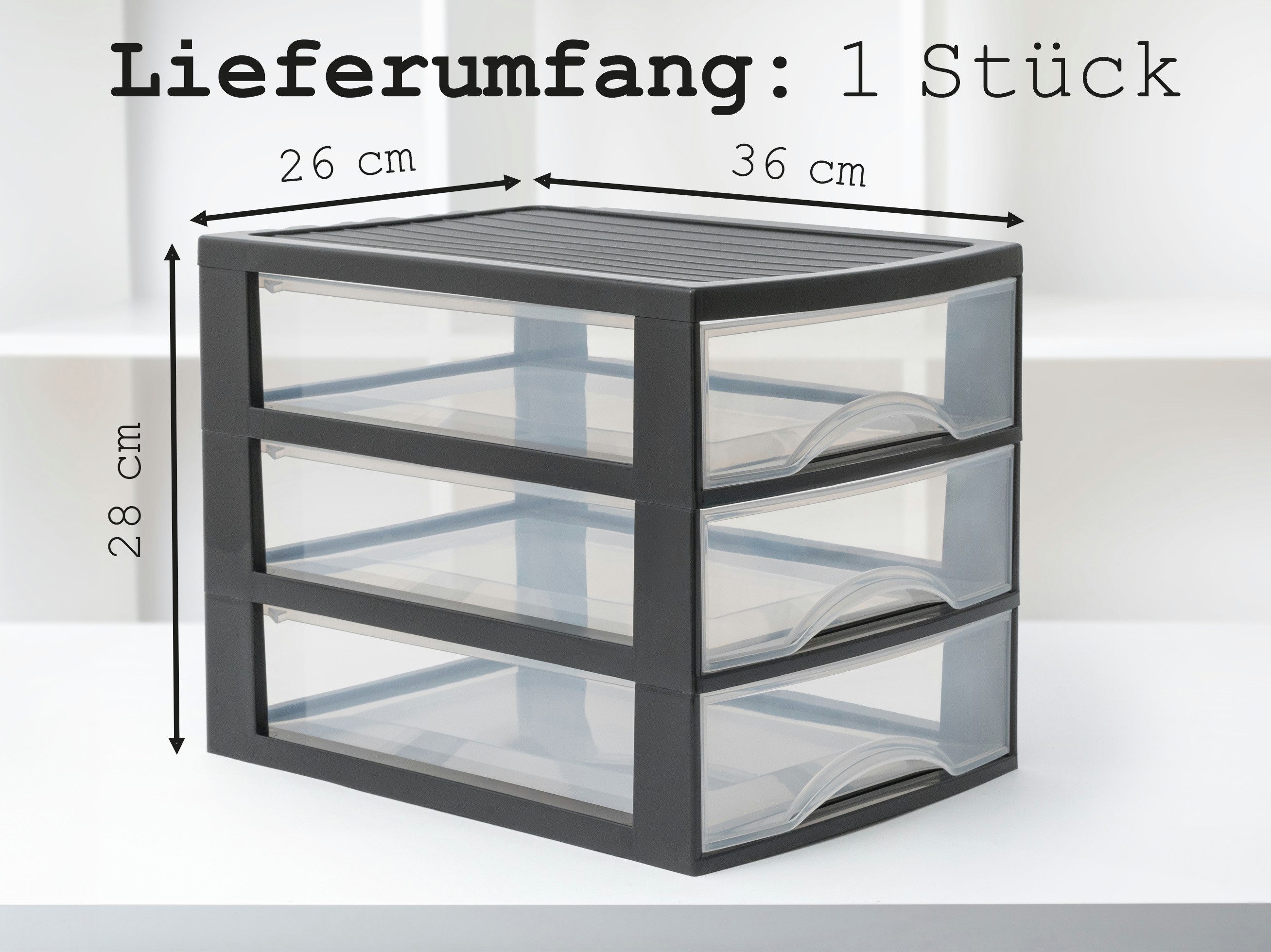 Hausfelder Schubladenbox Schubladenschrank A4 mit 3 Schubladen, 3 Stück inkl. Aufkleber, (3-St., A4 mit 3 Schubladen + Aufkleber), klare Sicht, einfache Organis – Bild 3 von 5