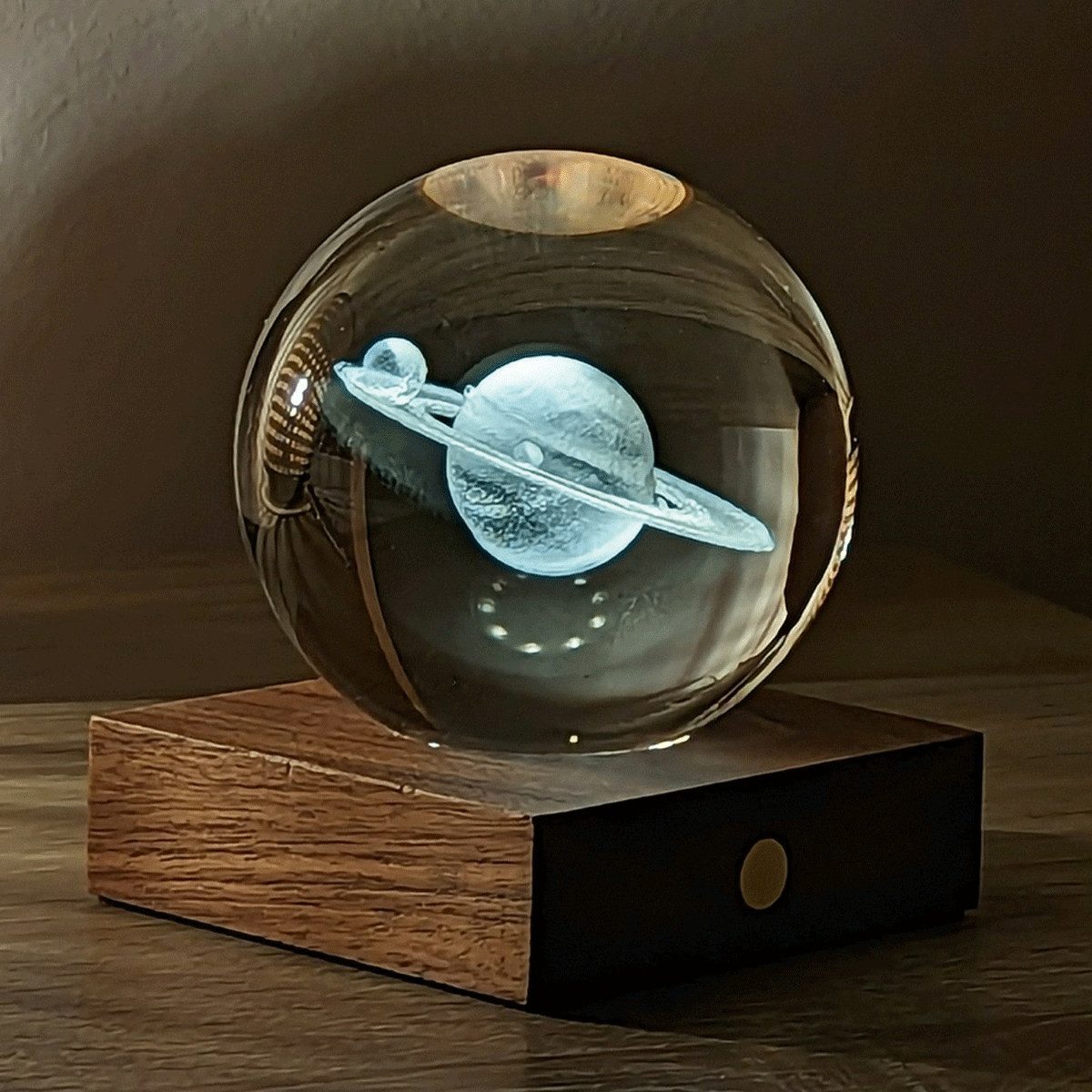 Dekoobjekt Leuchtende Kristallkugel Saturn