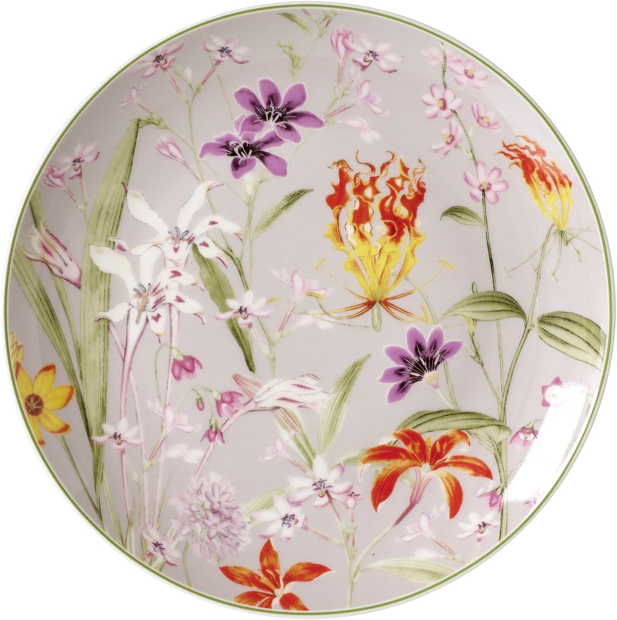 Ritzenhoff & Breker Десертна тарілка Ritzenhoff & Breker Flora Dessert-/Frühstücksteller Grau Bunt 20,5cm, (1 St), Spülmaschinengeeignet