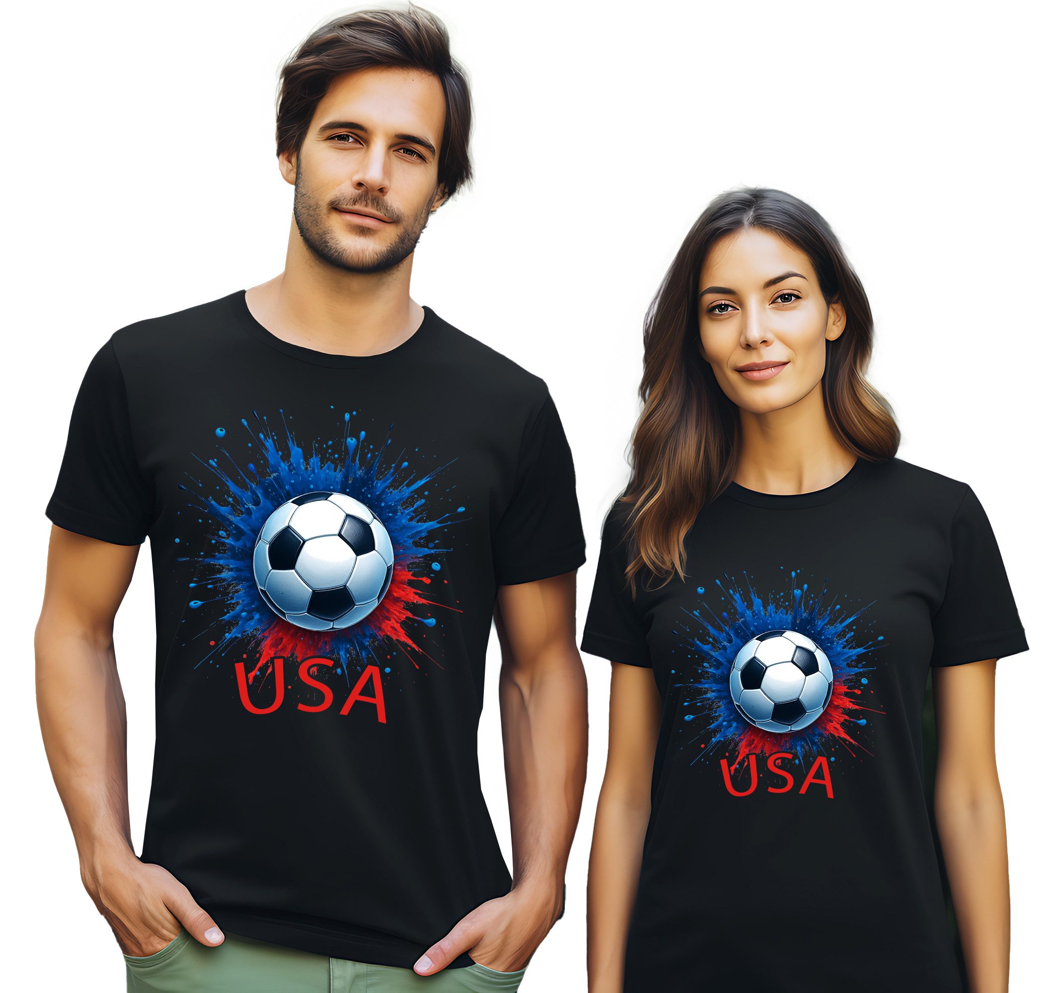 MyDesign24 T-Shirt Fussball Shirt - WM T-Shirt schwarz Herren und Damen Fussball kurzarm USA Fan-Shirt i693