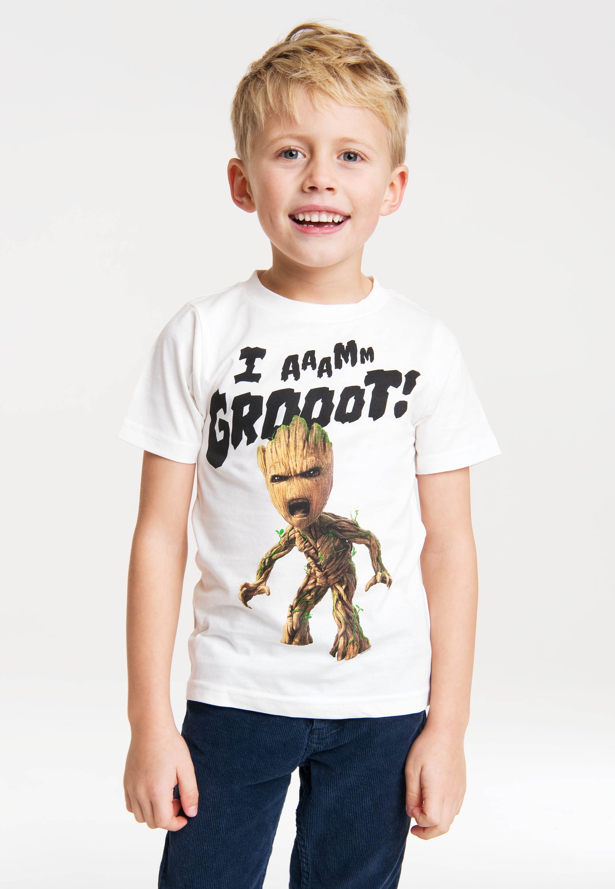 LOGOSHIRT Galaxy T-Shirt of the - Groot-Frontprint mit Guardians Groot