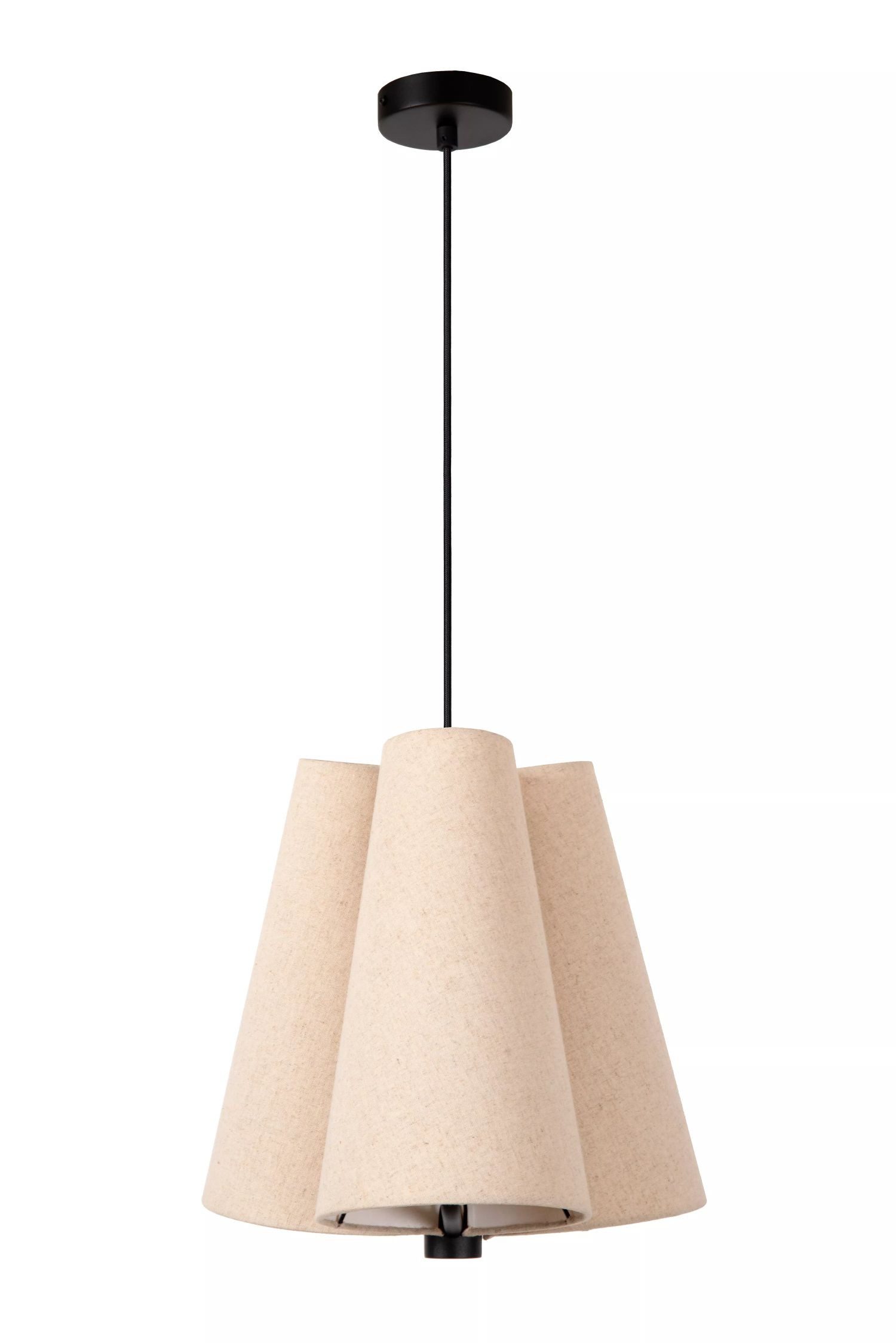 Licht-Erlebnisse Pendelleuchte HALUN, ohne Leuchtmittel, Beige Stoff 3-flammig E27 rund Ø34 cm Wohnzimmer blendarm